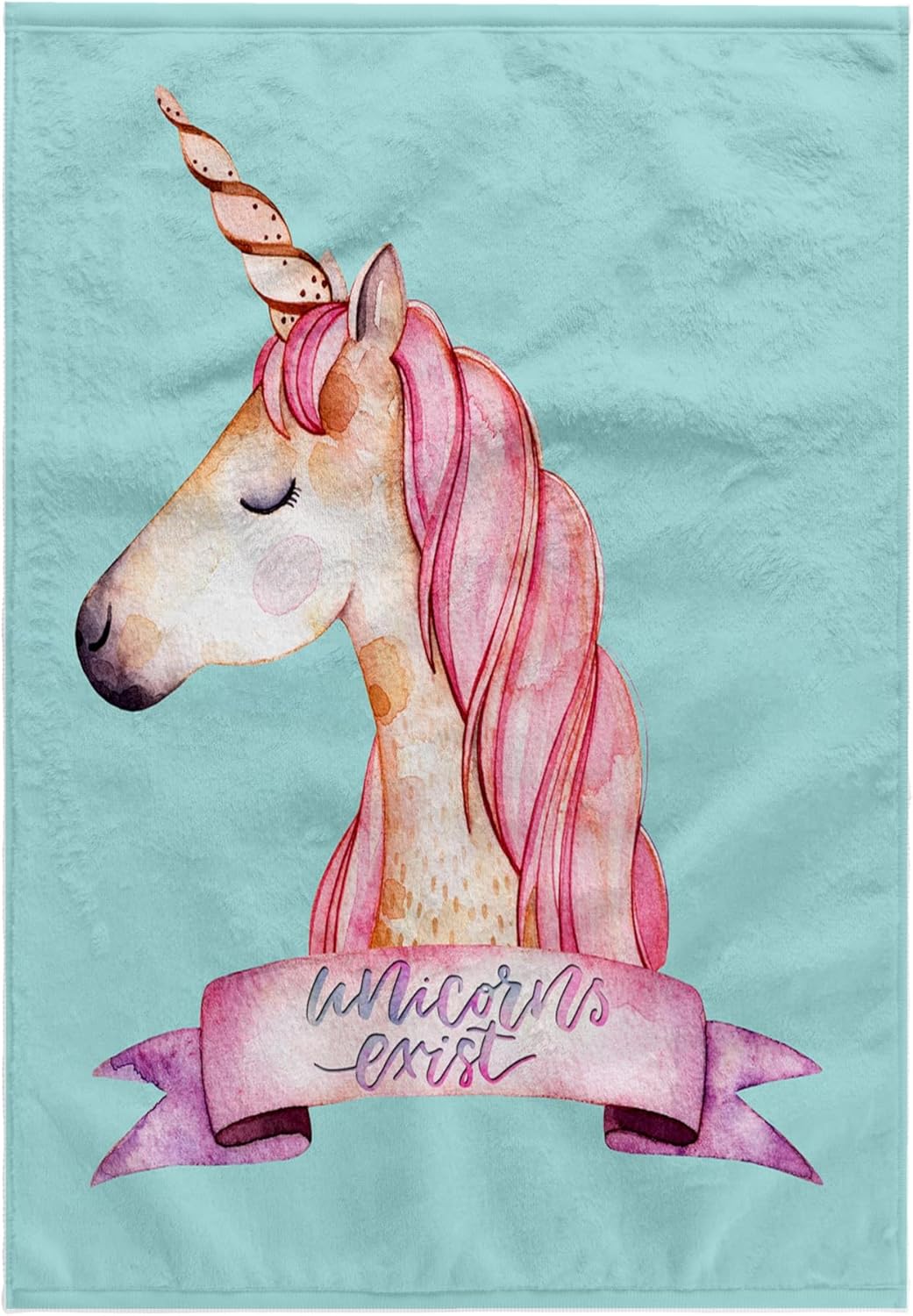 3dRose Blue Girl Unicorn Illustration and Typography - Unicorns Exist 22x30 Bath Hand Pool Towel