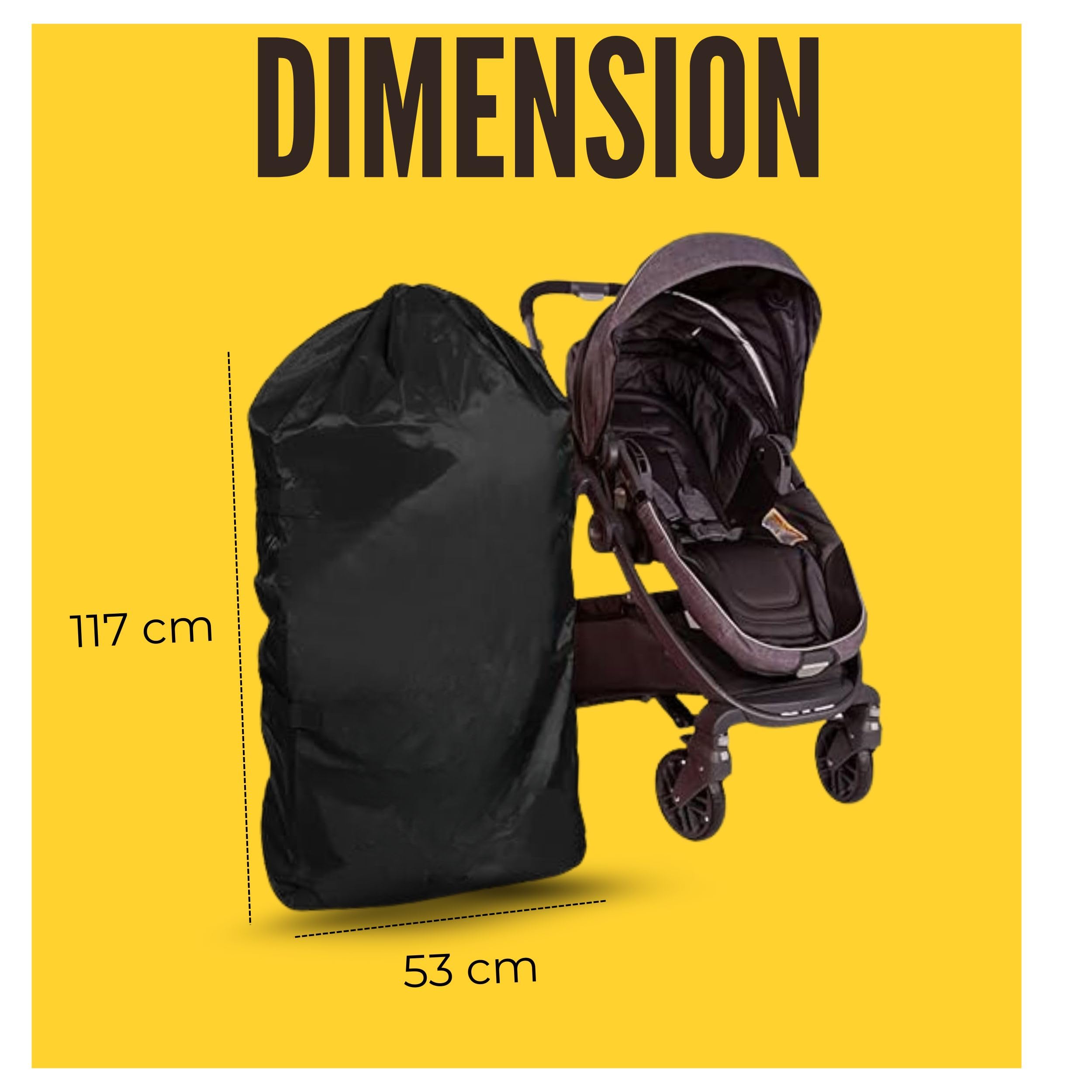 Phillin Baby Stroller Cover - Water Resistant and Stylish Protection Case for Your Baby Car Seat with Shoulder Strap and Drawstring Closure Waterproof Rain and Travel Dust Cover for Stroller's (Black) - Image 5 thumbnail