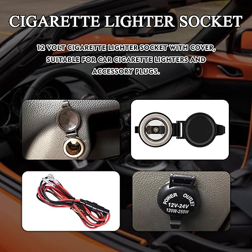 Miniatura 4 de Enchufe para encendedor de cigarrillos, adaptador de encendedor de cigarrillos para automóvil con cubierta impermeable y cable de extensión, enchufe