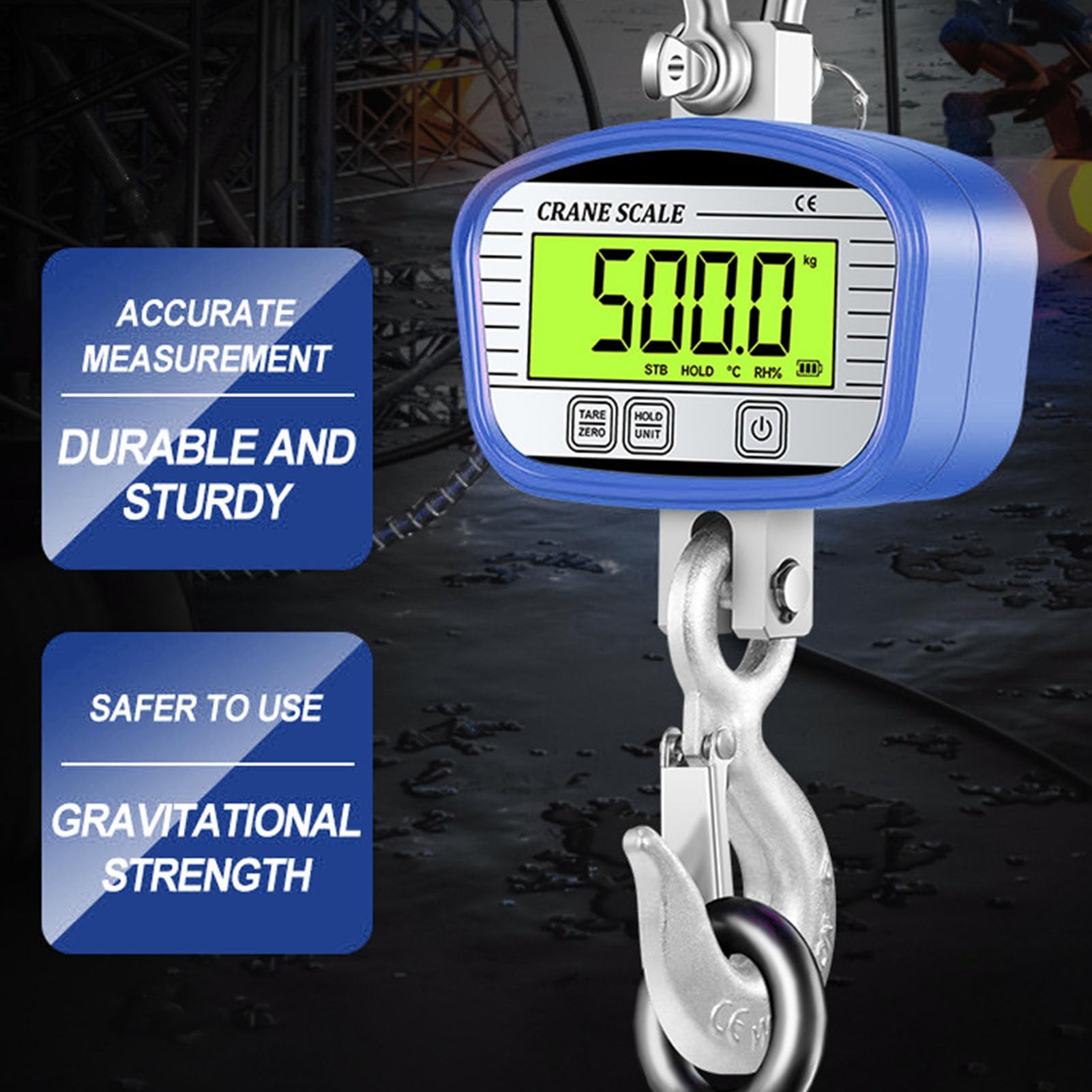 Digitale Kranwaage, 1500 Kg 3300 Lb Digitale Hängewaage mit LCD-Hintergrundbeleuchtung, Fernbedienung, Industrielle Hochleistungs-Kranwaage für Bauernhof, Viehzucht, Fabrik, Bau