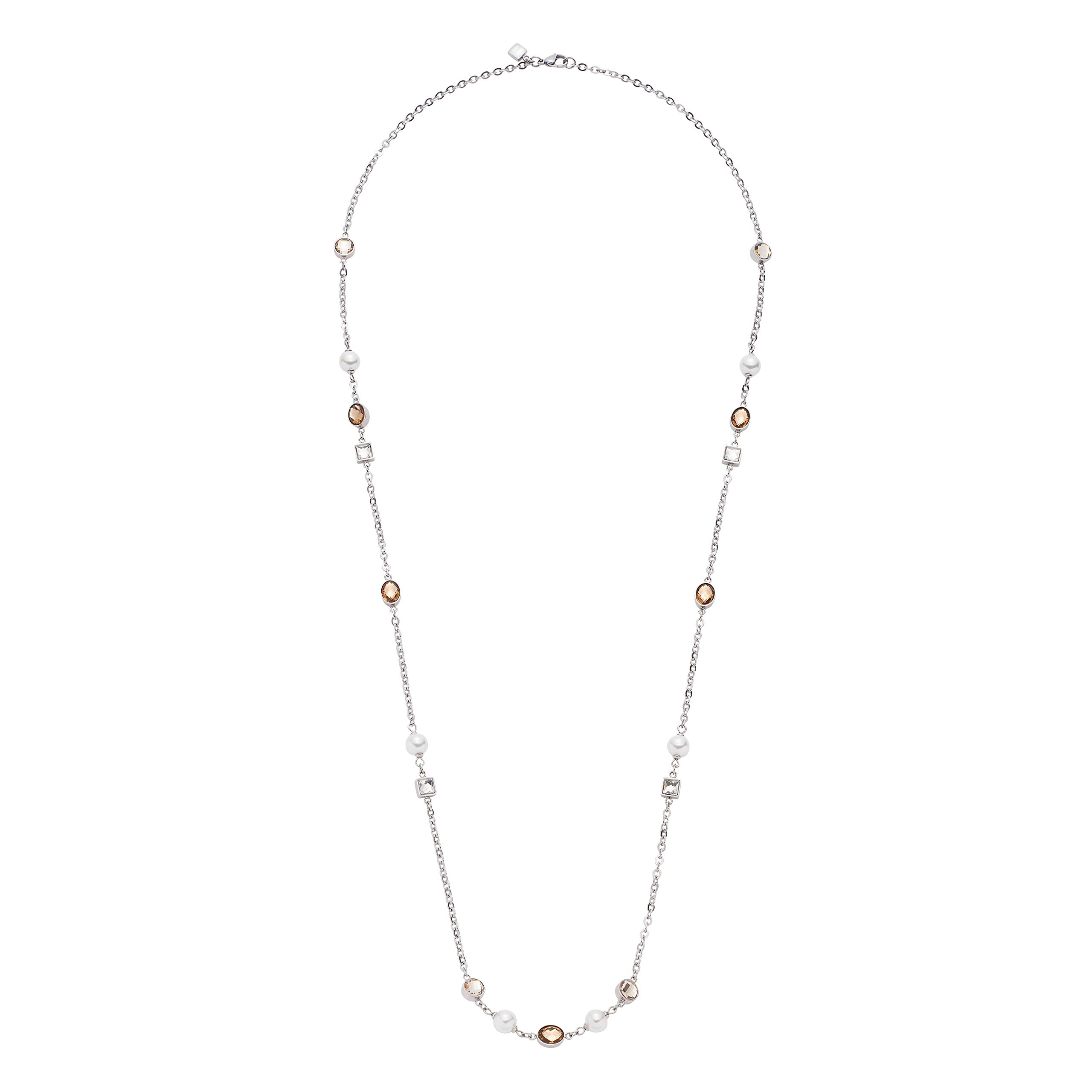 JEWELS BY LEONARDO Almina Halskette - Y-Kette Mit Perlen Edelstahl 90cm