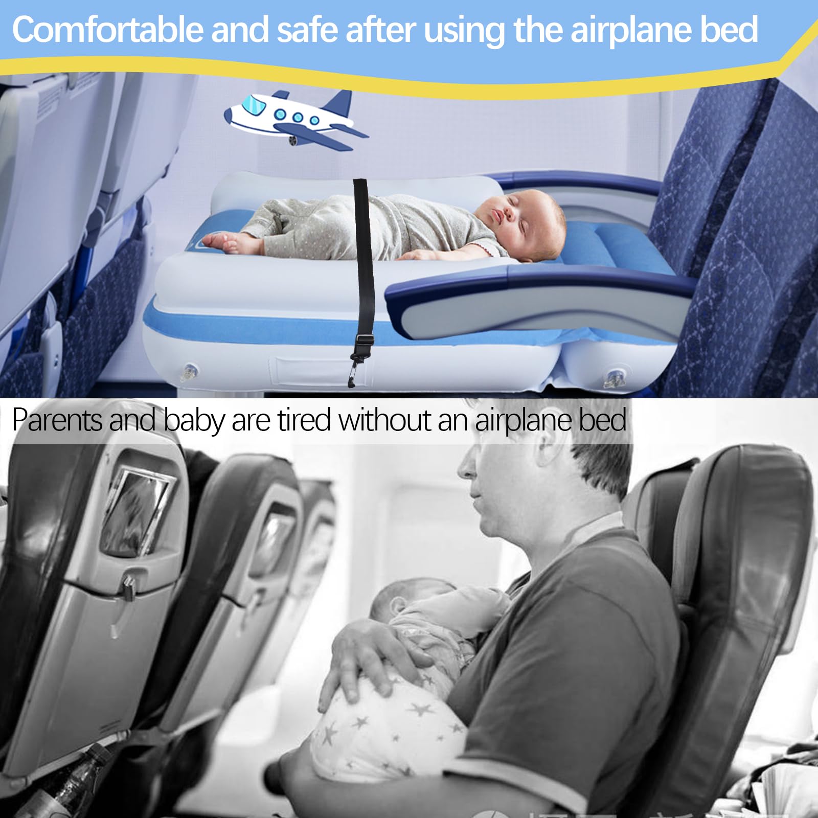 Letto Gonfiabile Blublu Park Per Bambini – Estensione Sedile Aereo Con Cintura E Bordi Rialzati, Per Viaggi In Aereo, Treno E Auto