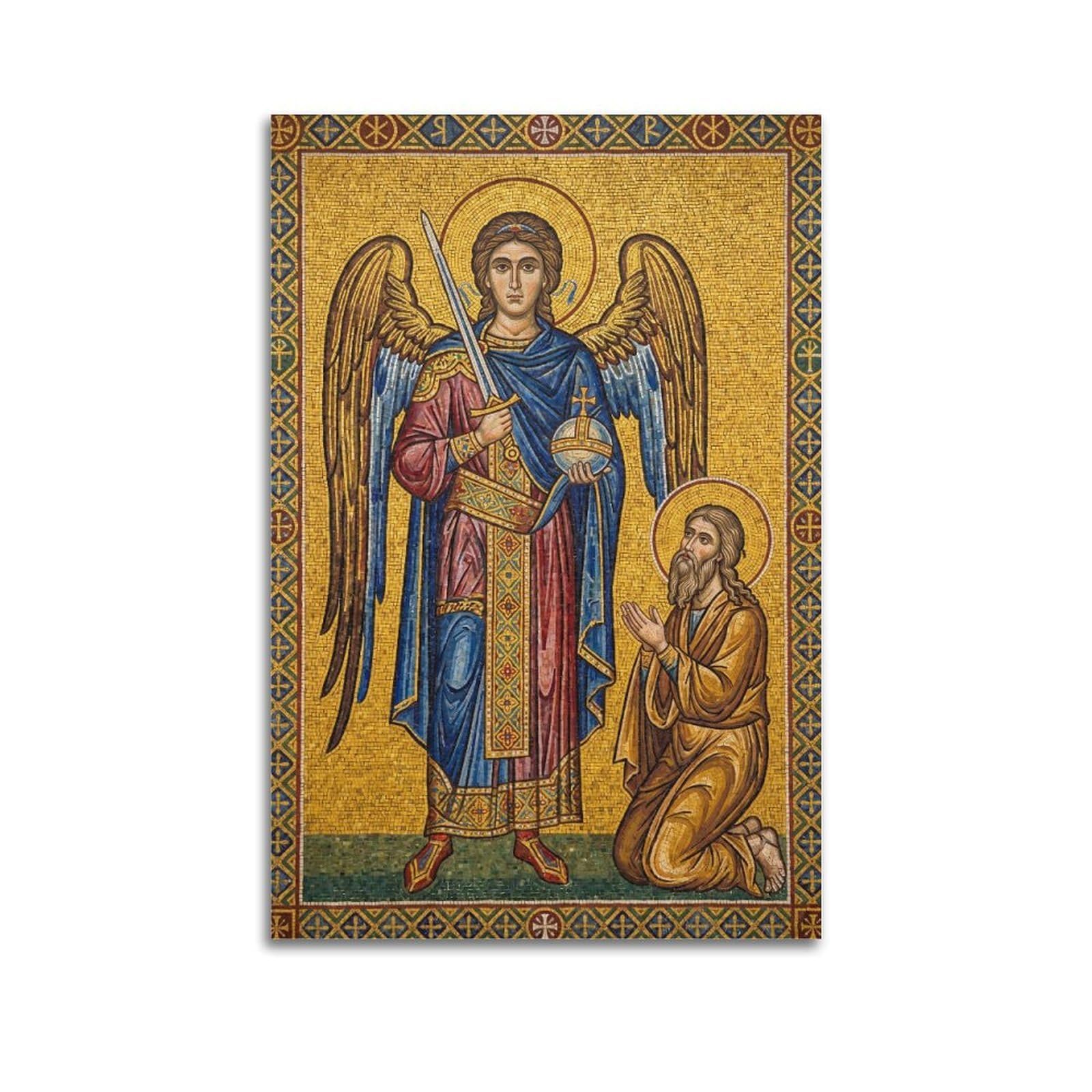 OKNGB Biblical Religious Poster St. Michael Archange And Joshua Decorative Painting Canvas Art Picture 20x30inch(50x75cm)