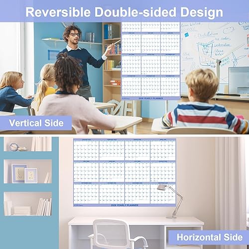 Miniatura 3 de 24" x 36" 2026 Wall Calendar, Folded Wet & Dry Erase Wall Calendar 12 Month, Yearly Laminated Wall Calendars, Reversible Annual Planner,
