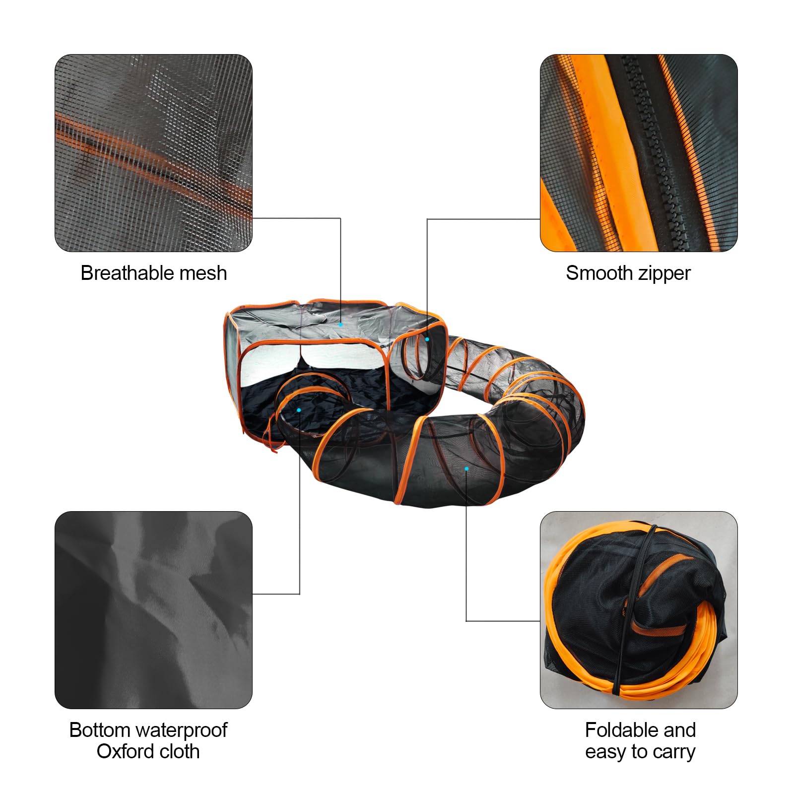 Homegroove Recinzioni per gatti da esterno, recinto per gatti da interno, box pieghevole portatile per gatti (tenda per gatti e tunnel per gatti) per più gatti e piccoli animali, tenda con borsa per