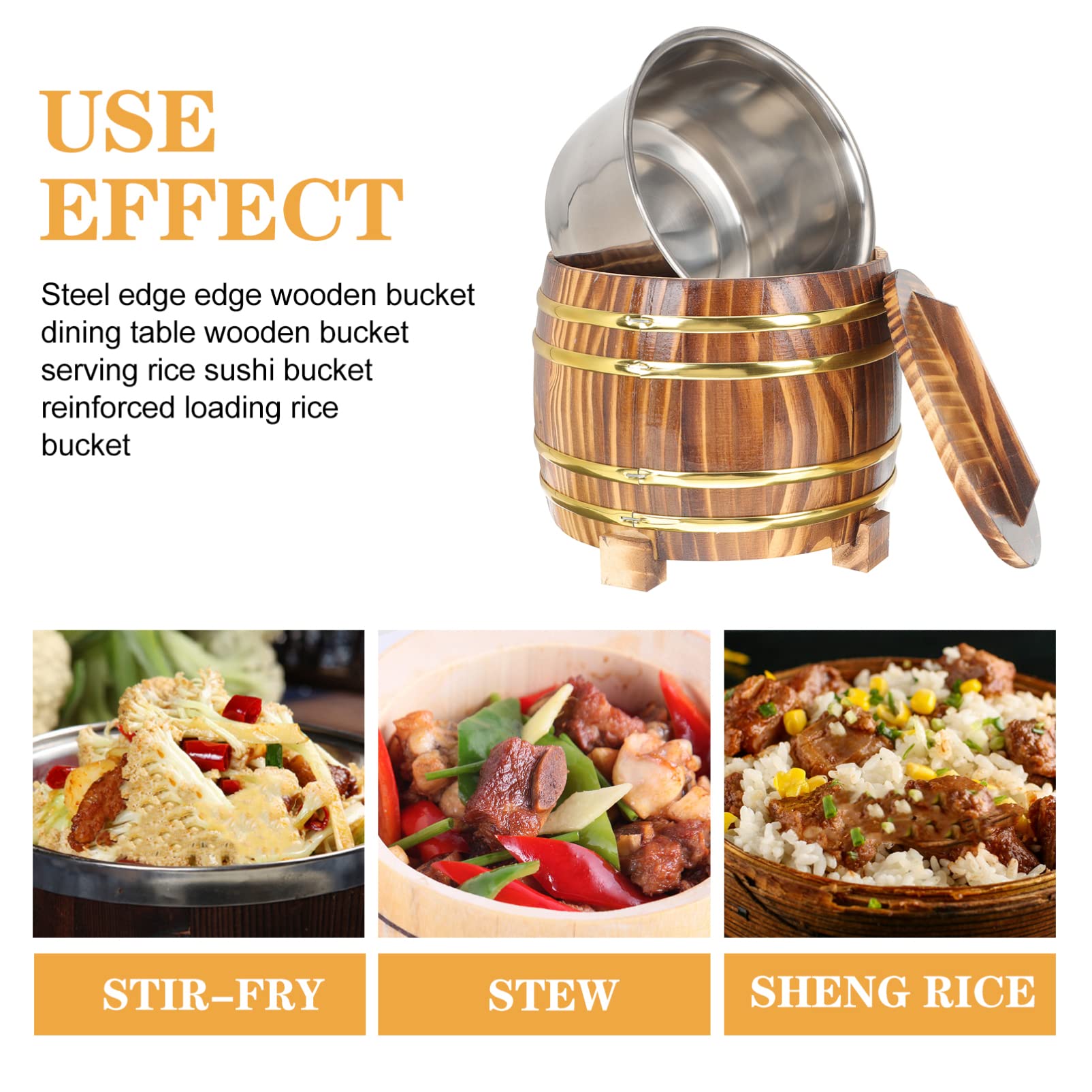 Sushi Rice Tub Zerodeko Wooden - 7 Inch Steamer Bucket With Lid For ...