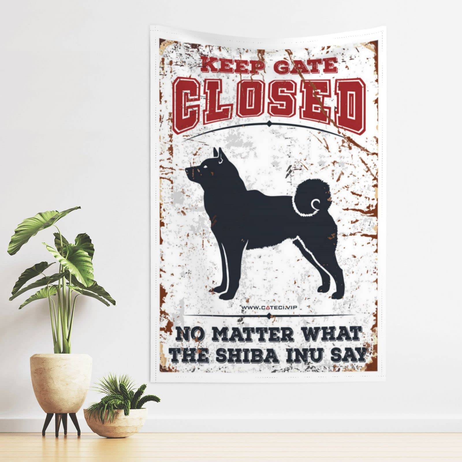 Dsocuiubos Beer Decor Keep Gate Closed No Matter What The Shiba Inu Say Tapestry Beer Decorations for Man Cave Funny Patio Decor (Size : 75X100CM)