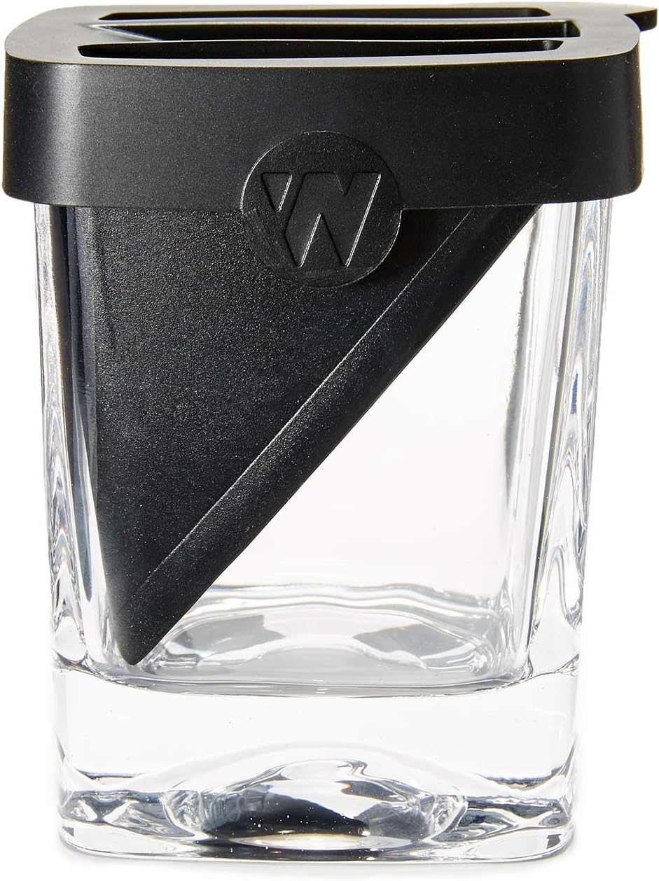 Whiskey Wedge - Double Old Fashioned Glass with Silicon Ice Form - Tumbler Glasses for Bourbon, Scotch, & More - Keeps Colder for Longer, Maintains Flavour - Men's Gift Set