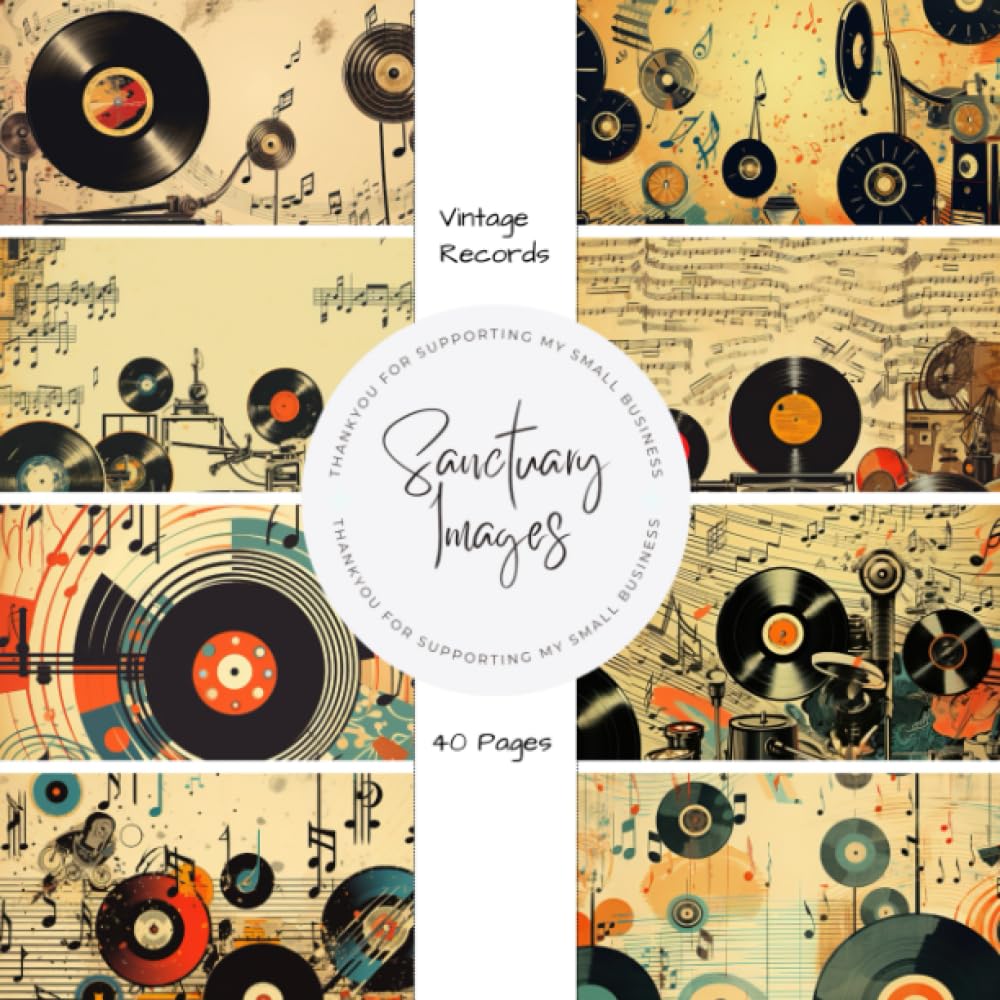 Vintage Records Scrapbooking Paper: Decorative Craft Paper Pad Supplies, Junk Journaling, Scrapbooking, & Crafting Projects - Double Sided 8.5 x 8.5"
