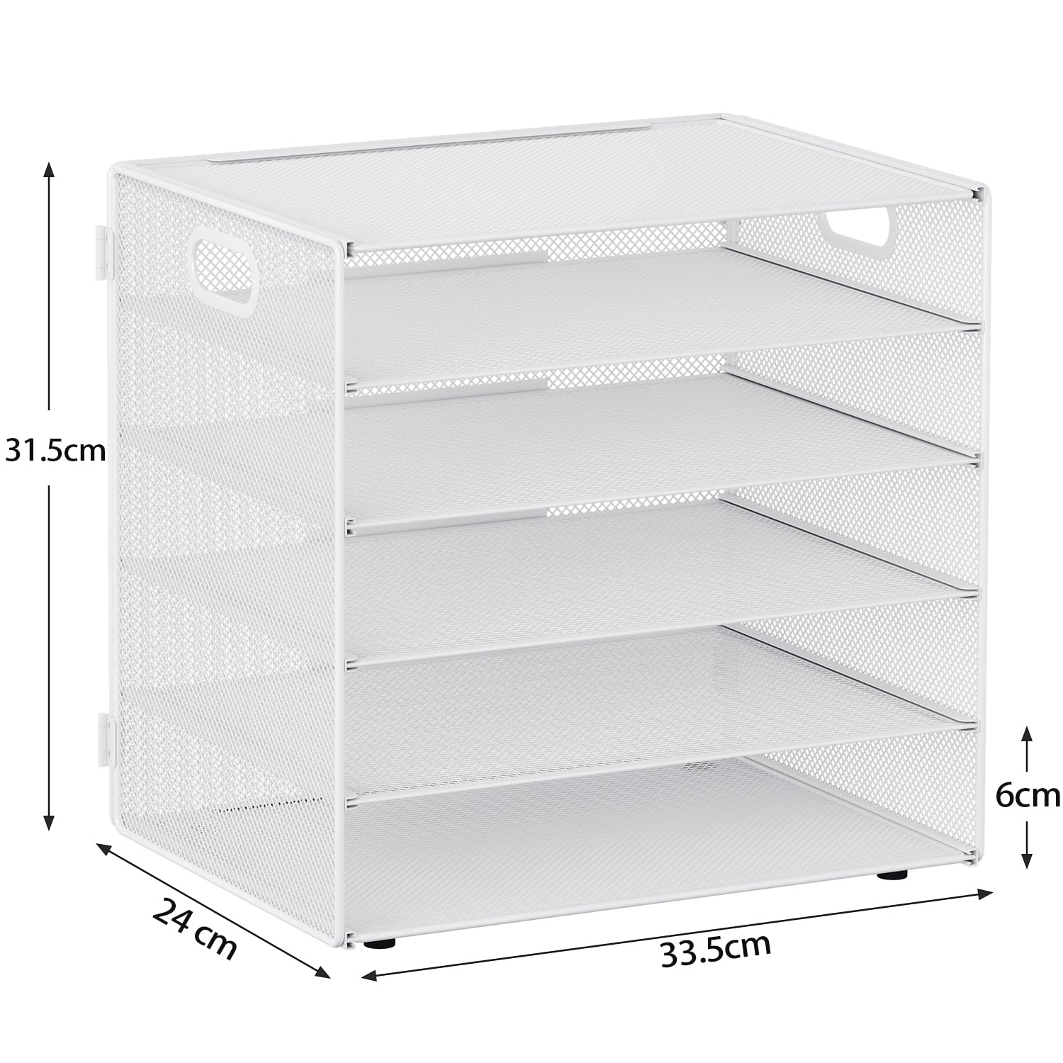 5 Niveles Bandeja Archivador A4 Optimiza Espacio, Organizador Papel Escritorio Mantiene Limpieza, Clasificador Correo para Oficina y Hogar, Metal, Blanco