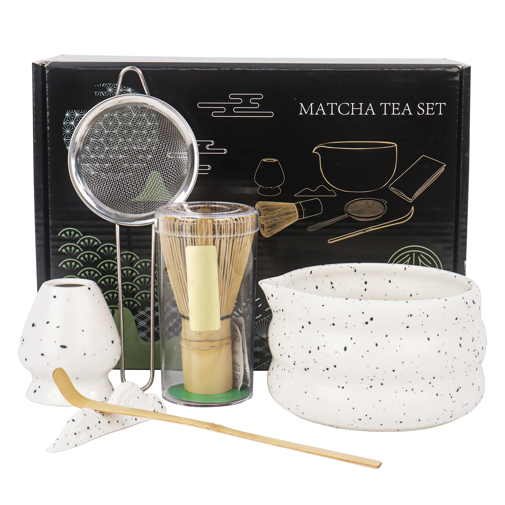 Balai et bol à matcha blanc pour vos rituels bien-être