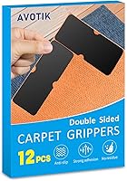 RUGGRIPPER 12-Pack Rug Gripper for Hardwood Floors - No Damage Anti-Slip Rug Tape, Reusable Residue-Free Grips for Area Rugs & Carpets