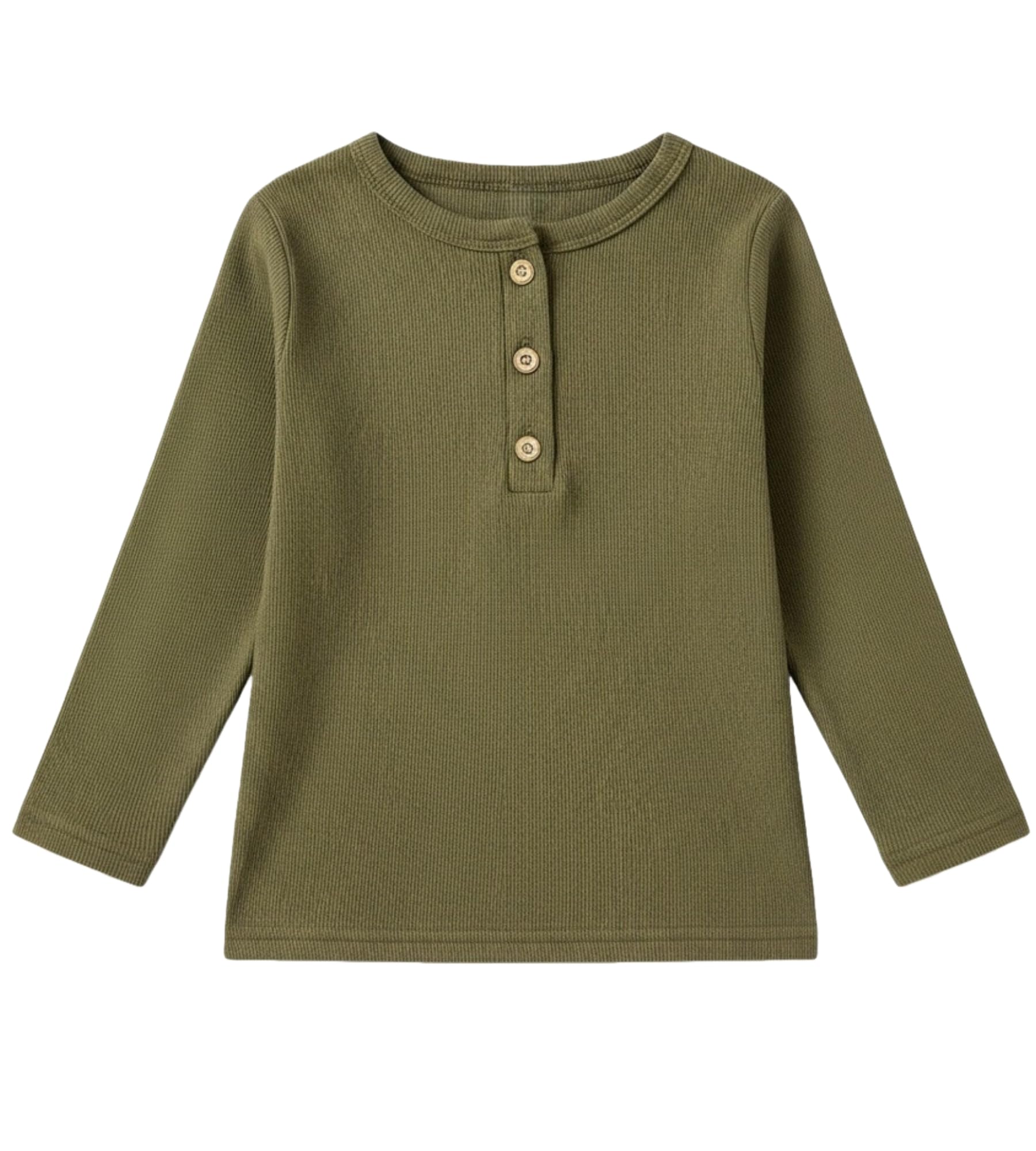 Kids Long Sleeve Henley Shirt Ribbed Cotton T-Shirt 2-7 Years