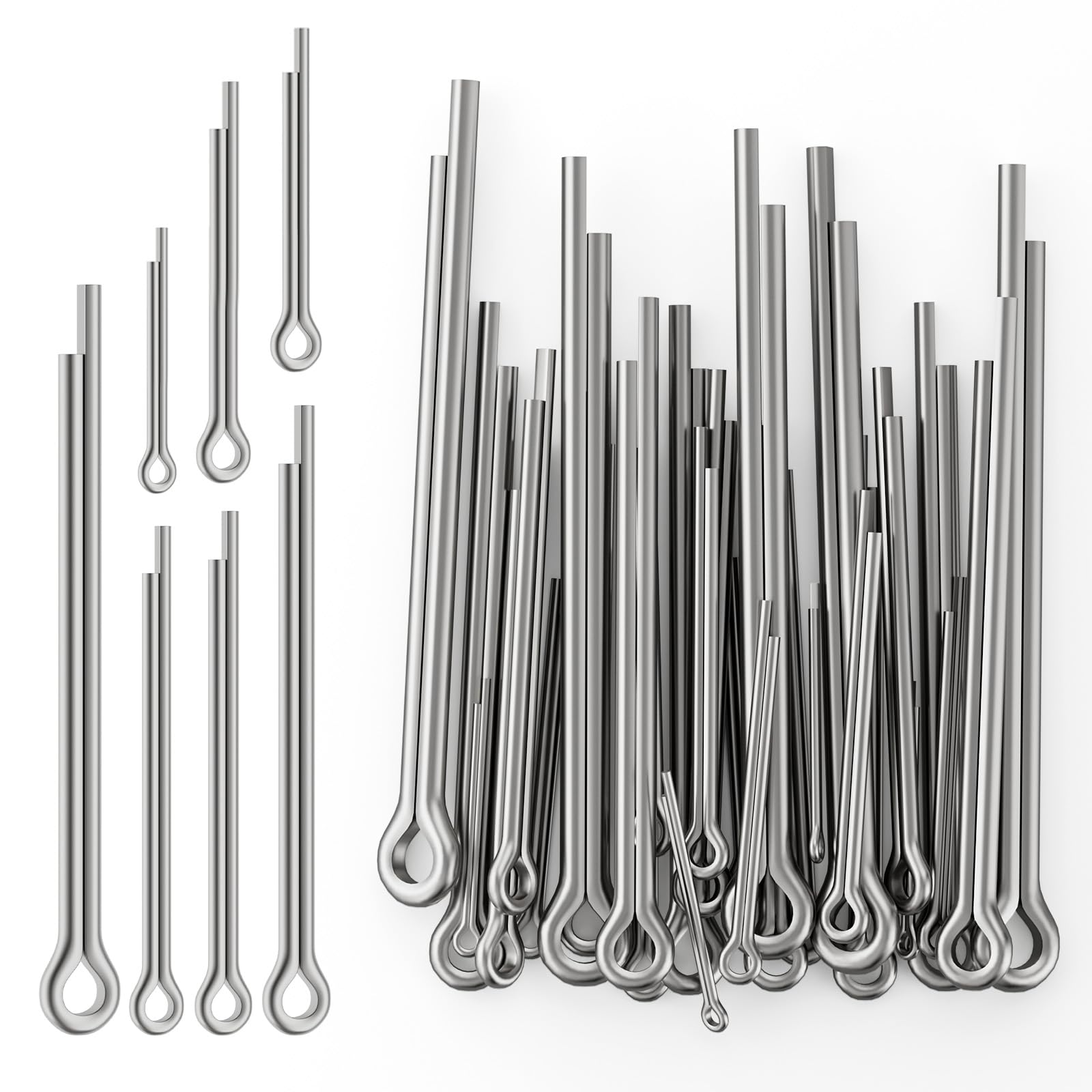 215 Pcs Cotter Pins Assortment Kit, Stainless Steel Cotter Pin Clips Split Pin Set 7 Sizes for Automotive, Marine, Machinery, Engine, Bike Fixing and Repair (M1/M1.5/M2/M2.5/M3) (20/25/30/40/50/60mm)