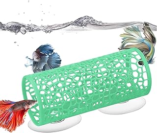 Betta Fish Toys,Tunnel Hammock, Safe Aquarium Decor for Smallfish Shrimp, Tank Accessories with Suction Cups Perfect for Hideout and Play Area (Green)