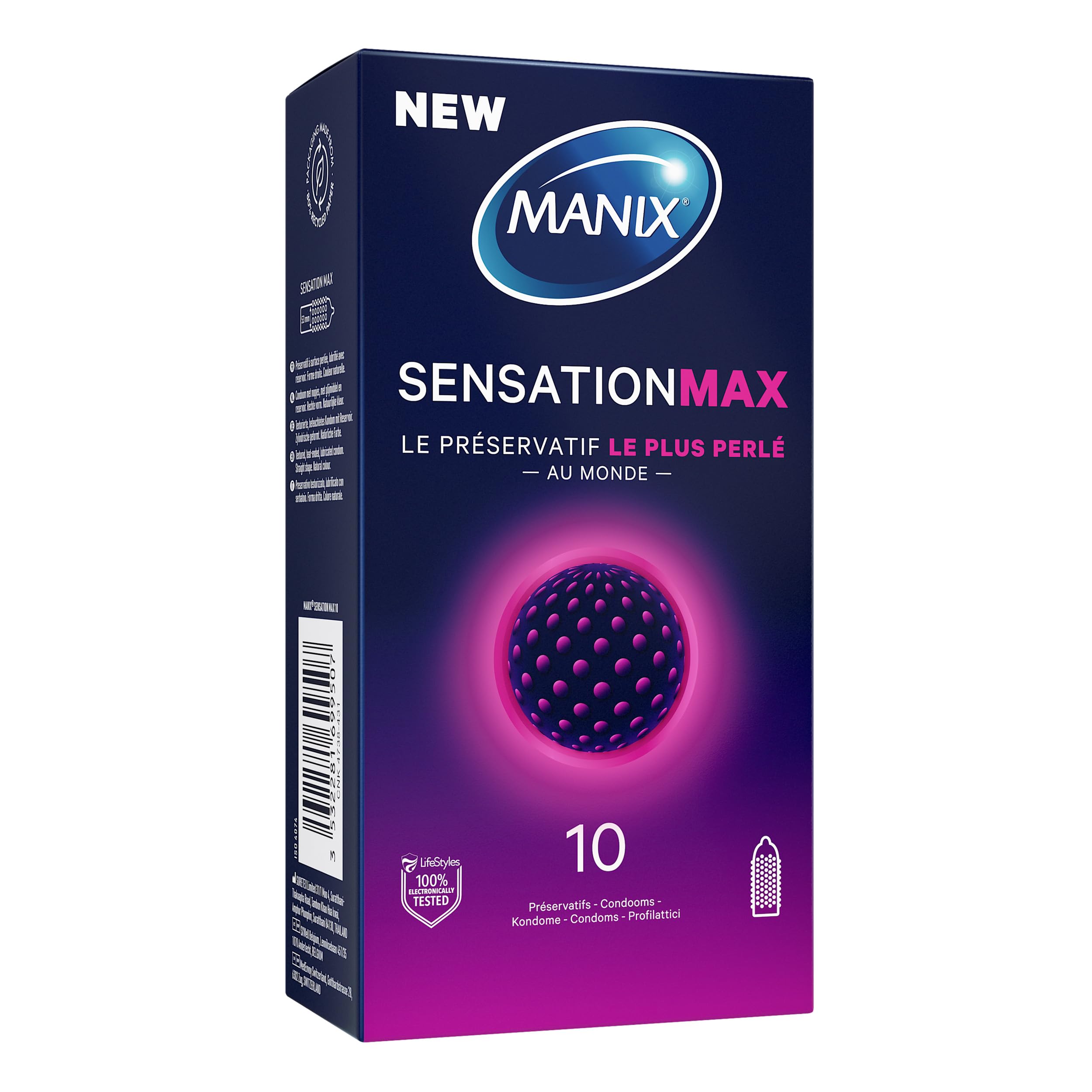 Manix Préservatifs perlés Sensation Max - Boite de 10
