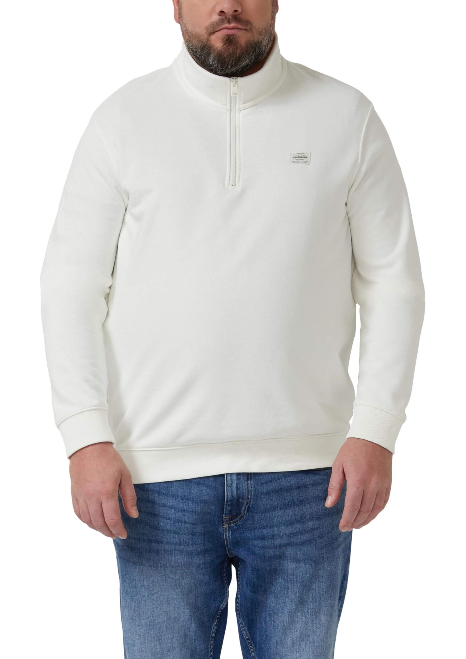 s.Oliver Sweatshirt mit Troyer-Kragen und Logo-Patch