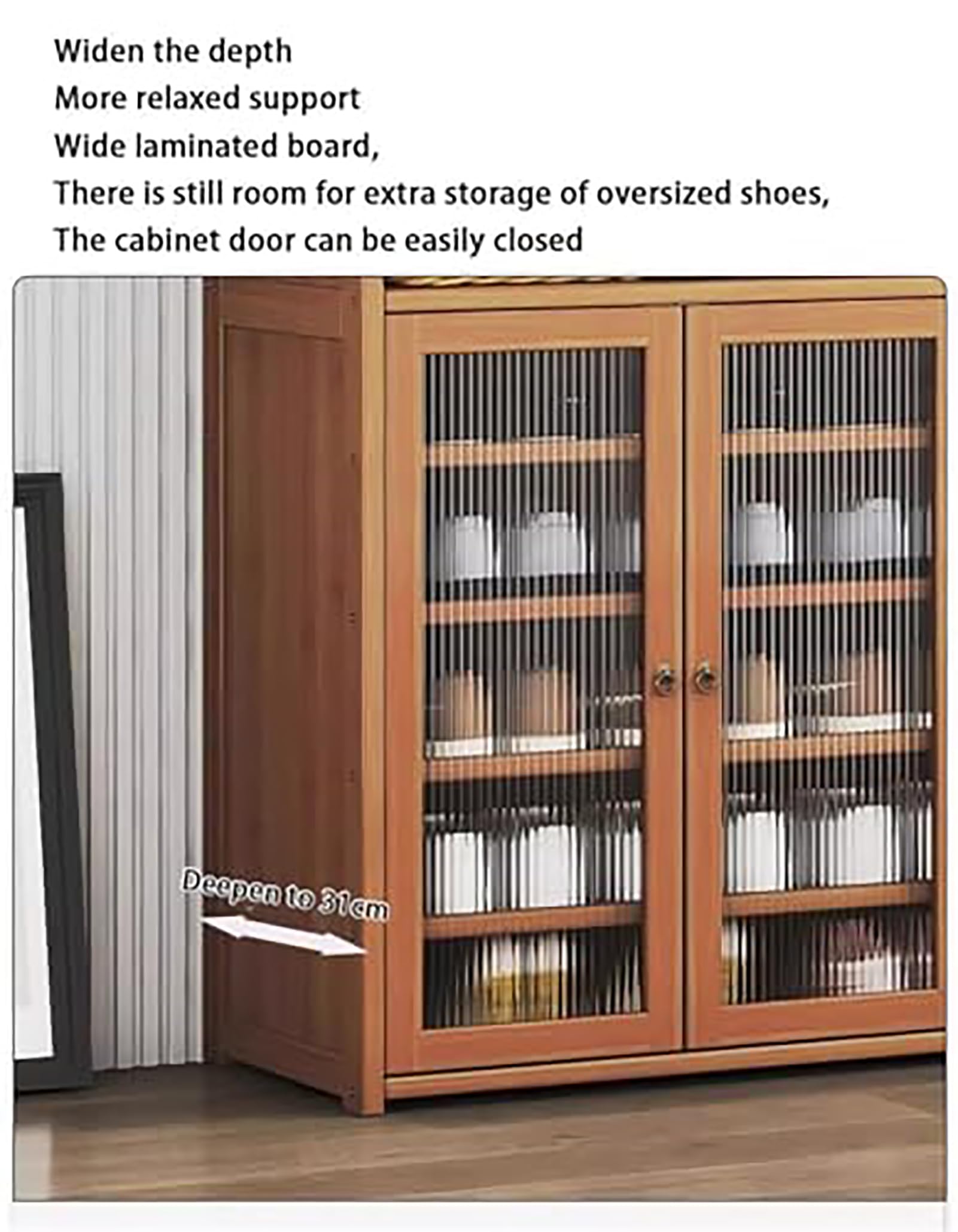 AVSMGP Zapatero Delgado De Bambú con Puertas, Armario para Guardar Zapatos De Gran Capacidad- Zapatero Independiente Oculto- para Dormitorio, Aula, Comedor Y Garaje,90 * 31 * 100CM