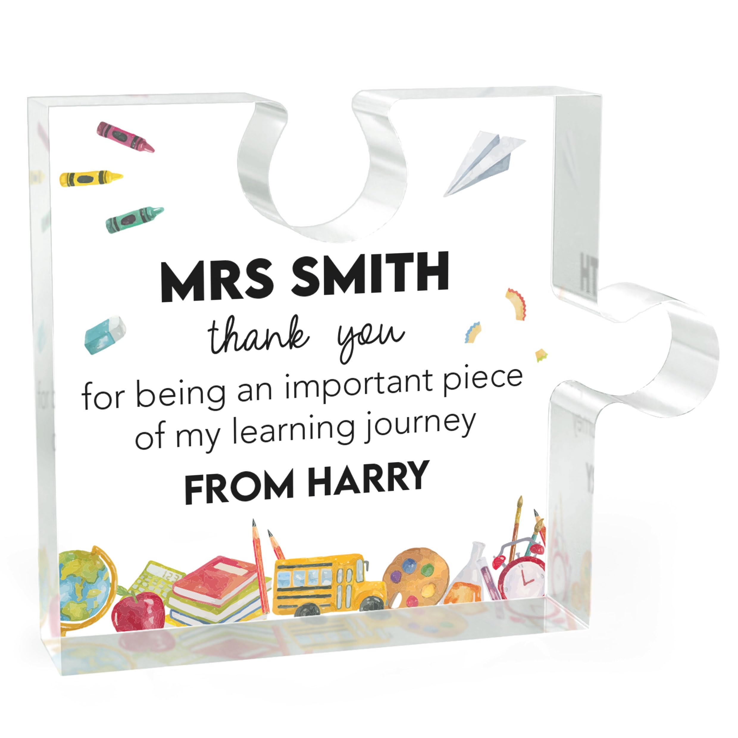Beecreative Personalised SEN Teacher Gifts - Puzzle Piece Ornament - Special Needs Teacher Thank You Gift - With Gift Bag