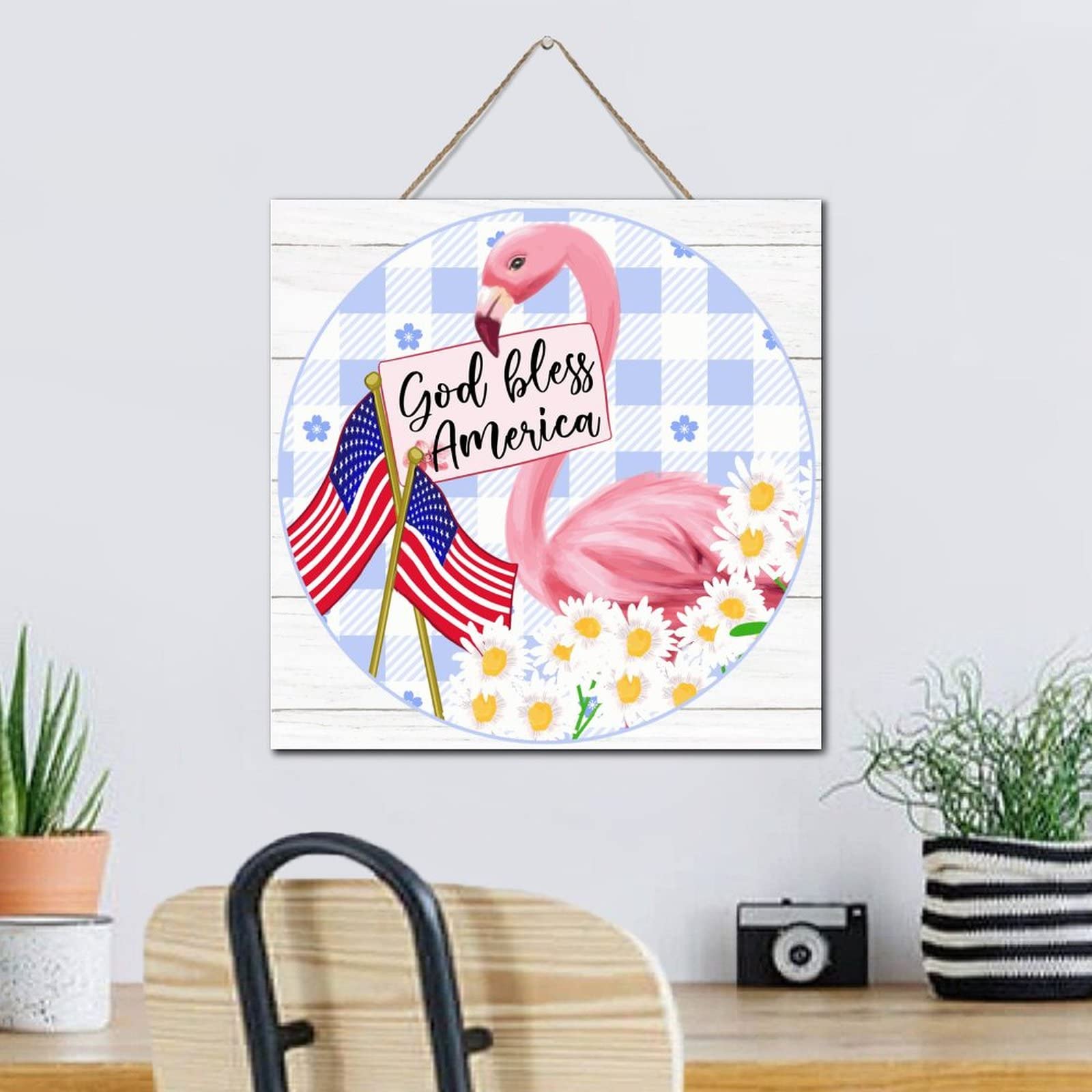 Aquila Americana con Scritta God Bless America in Vetro Kurt Adler - H 10 cm - Il Villaggio di
