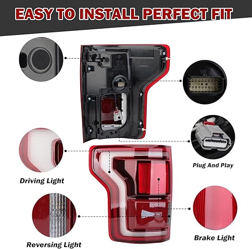 Miniatura 2 de LED Tail Lamp Light Blind Spot Smoked For Ford F150 RAPTOR 2018 2019 2020 HL3Z-13405-C (Left Driver Side)