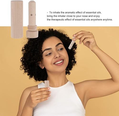 Miniatura 3 de Beaupretty - Inhalador de aromaterapia de madera con aceite esencial para inhaladores nasales, tubo de olfatear, aceite de fragancia vacío, aceite