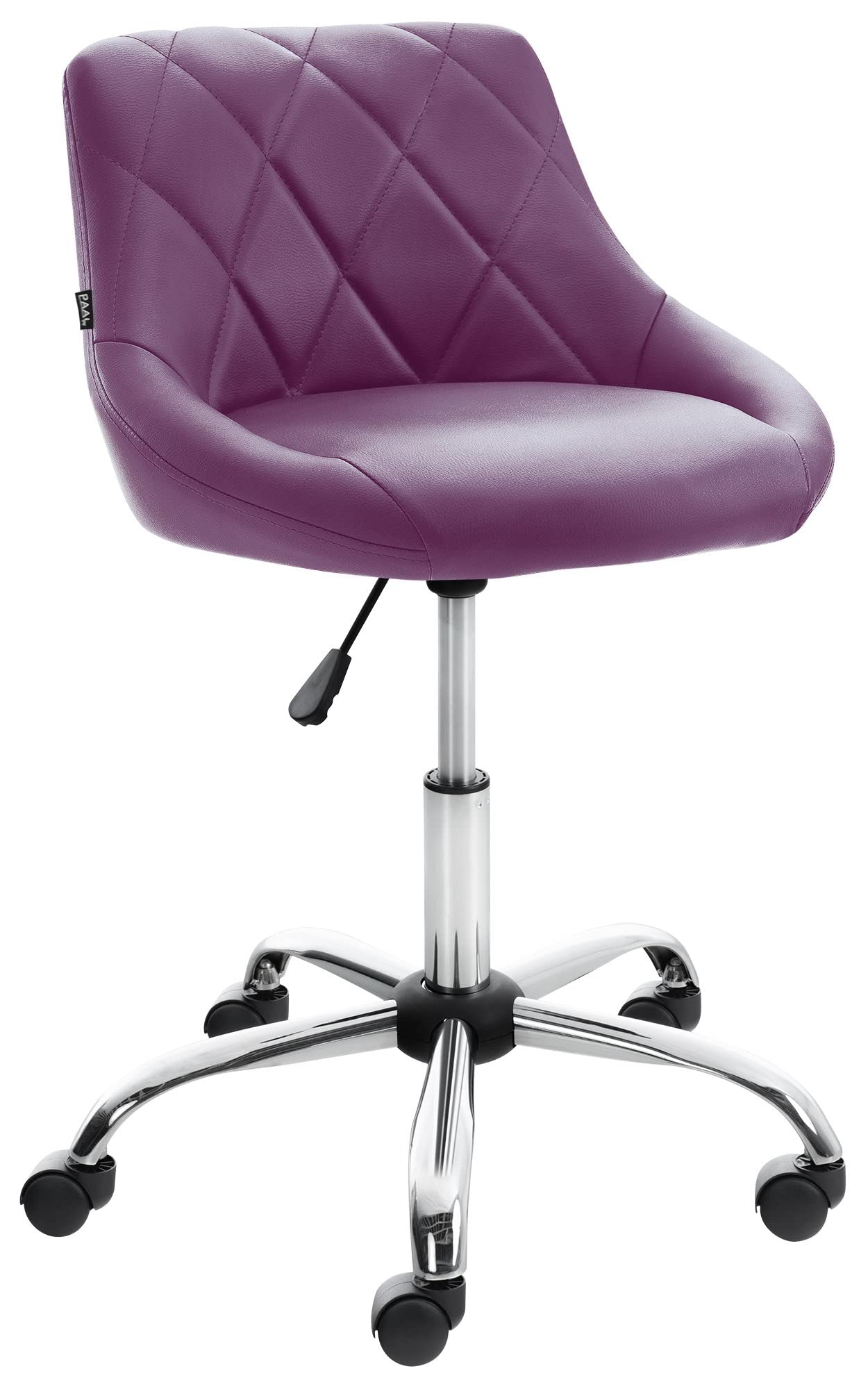 CLP Taburete De Trabajo Lazio con Ruedas En Simil Cuero o Tela I Silla De Oficina Regulable En Altura & Giratoria, Color:Violeta, Material:Cuero Sintetico