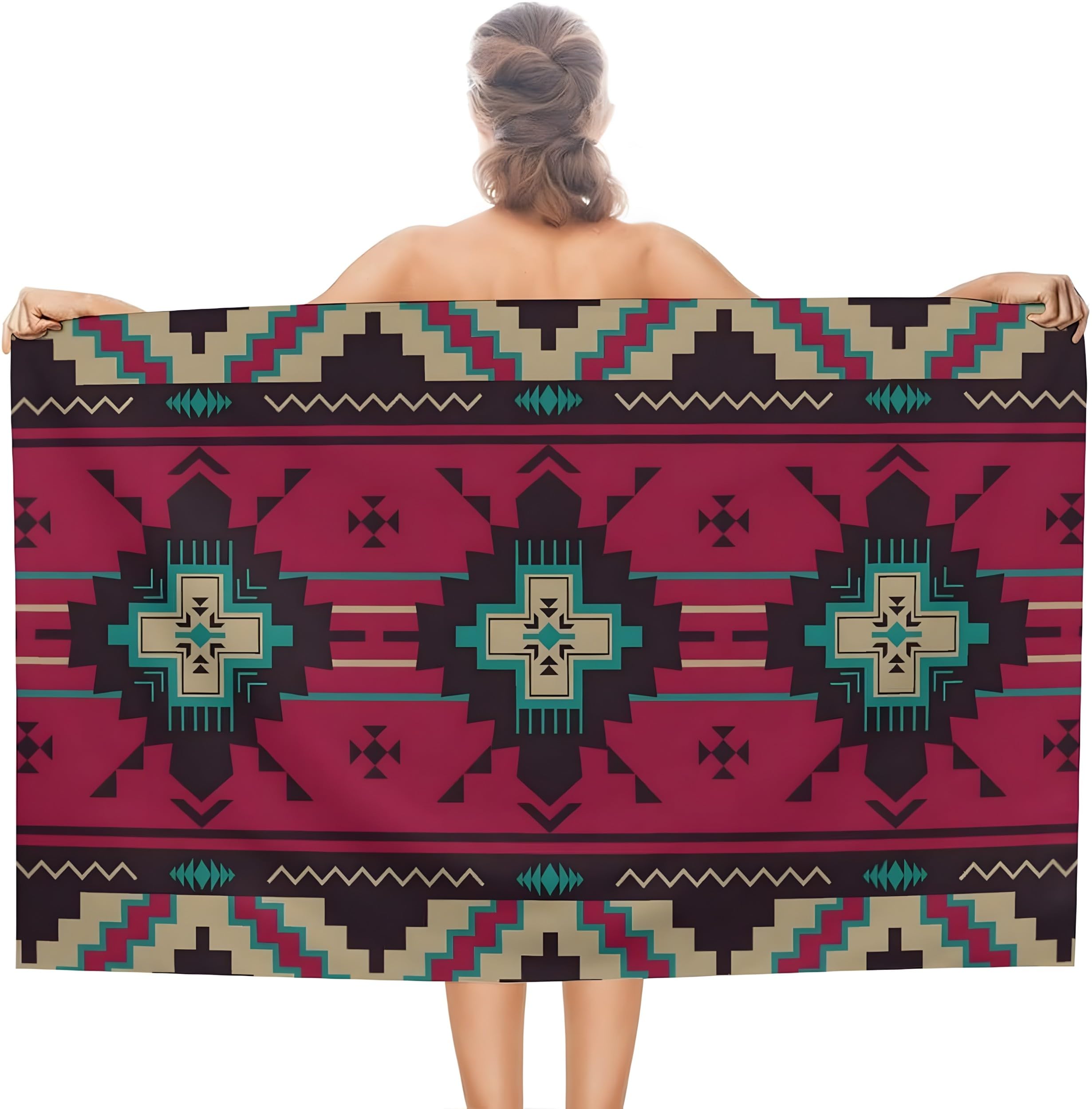 YZQGLHP Ethnic Microfibre Beach Towel Bohemian Beach Bath Towel Quick Drying, Lightweight, Sand-Free, Durable, for Pool, Gym, Camping, Travel Towel 70x130cm