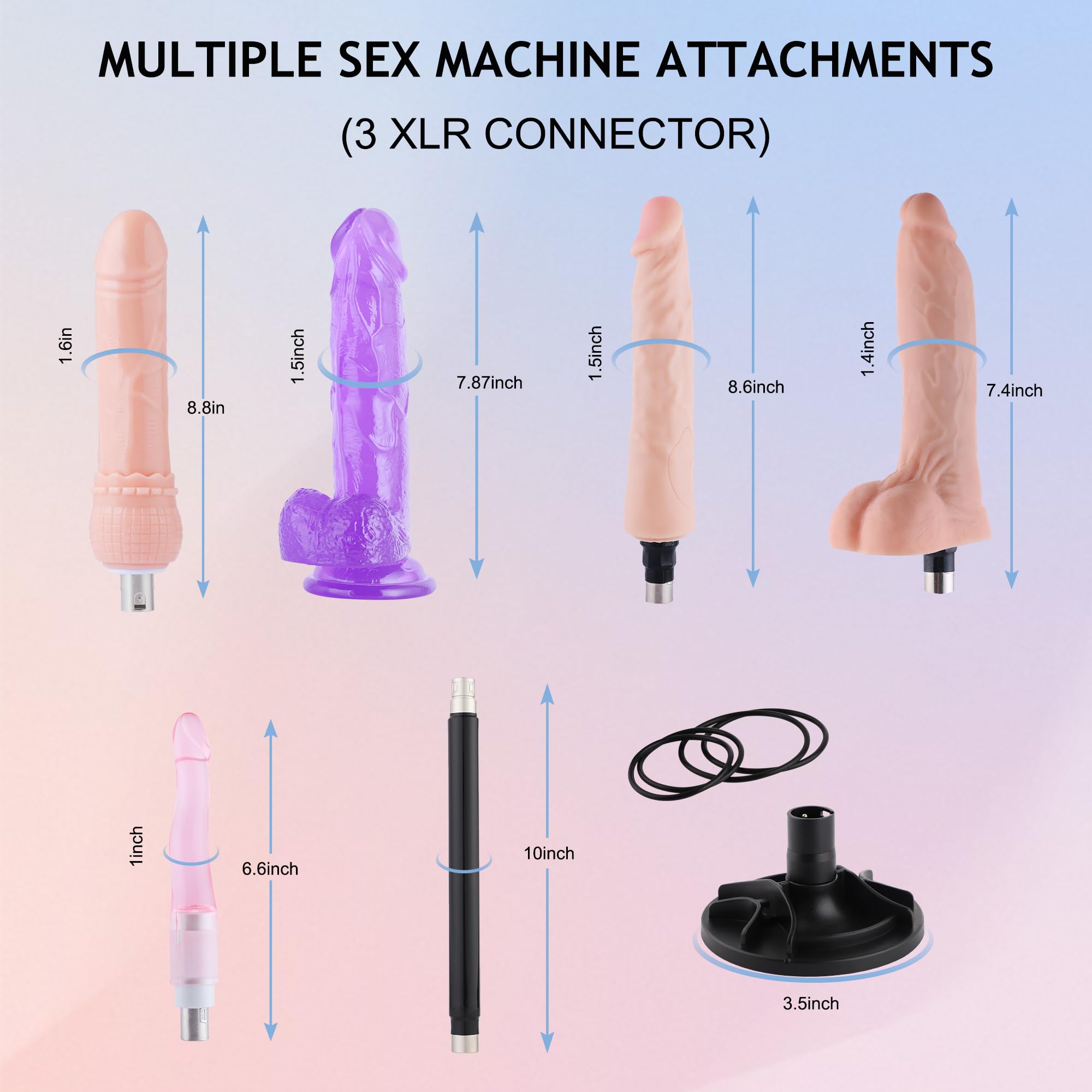Sex Machine Fuck Machine with 3XLR Connector,Dildo Machine with Realistic Dildo, Love Machine Sex Toys 7 Attachments with Suction Cup Adapter Adult Toys for Women