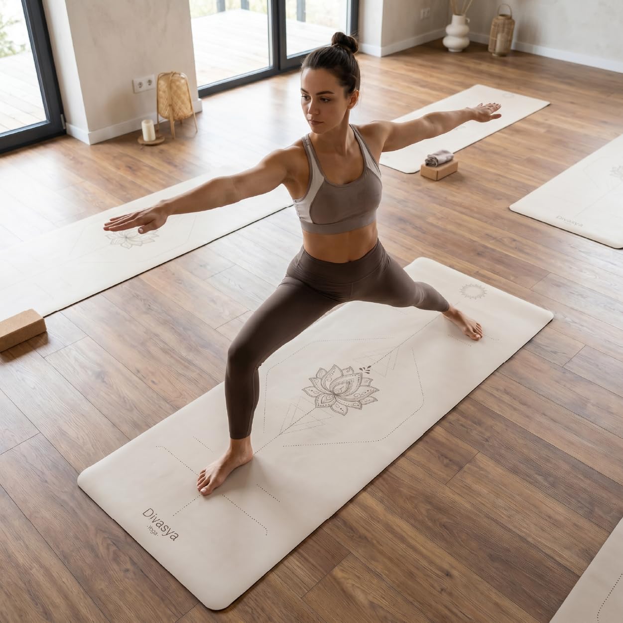 Tapis de yoga: caoutchouc naturel véritable antidérapant & adhérence maximale, extra large, long & épais (185x68x0,45cm), sangle de transport, également tapis Pilates