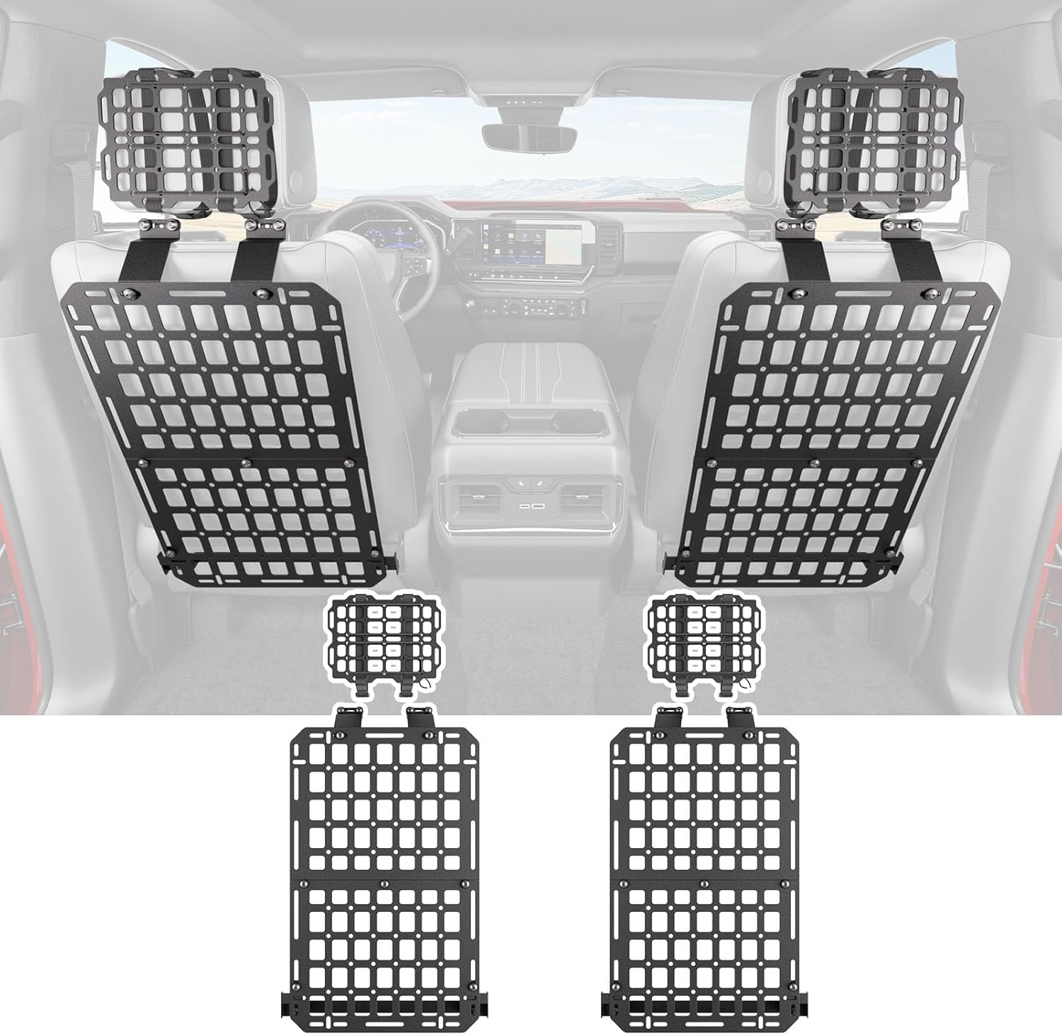 Seatback Molle Panel Compatible with 2019-2026 Chevy Silverado GMC Sierra Seat Back Organizers for 1 Seat Molle Tactical Truck Organizer Replacement for 2019-2026 Chevy Silverado Accessories