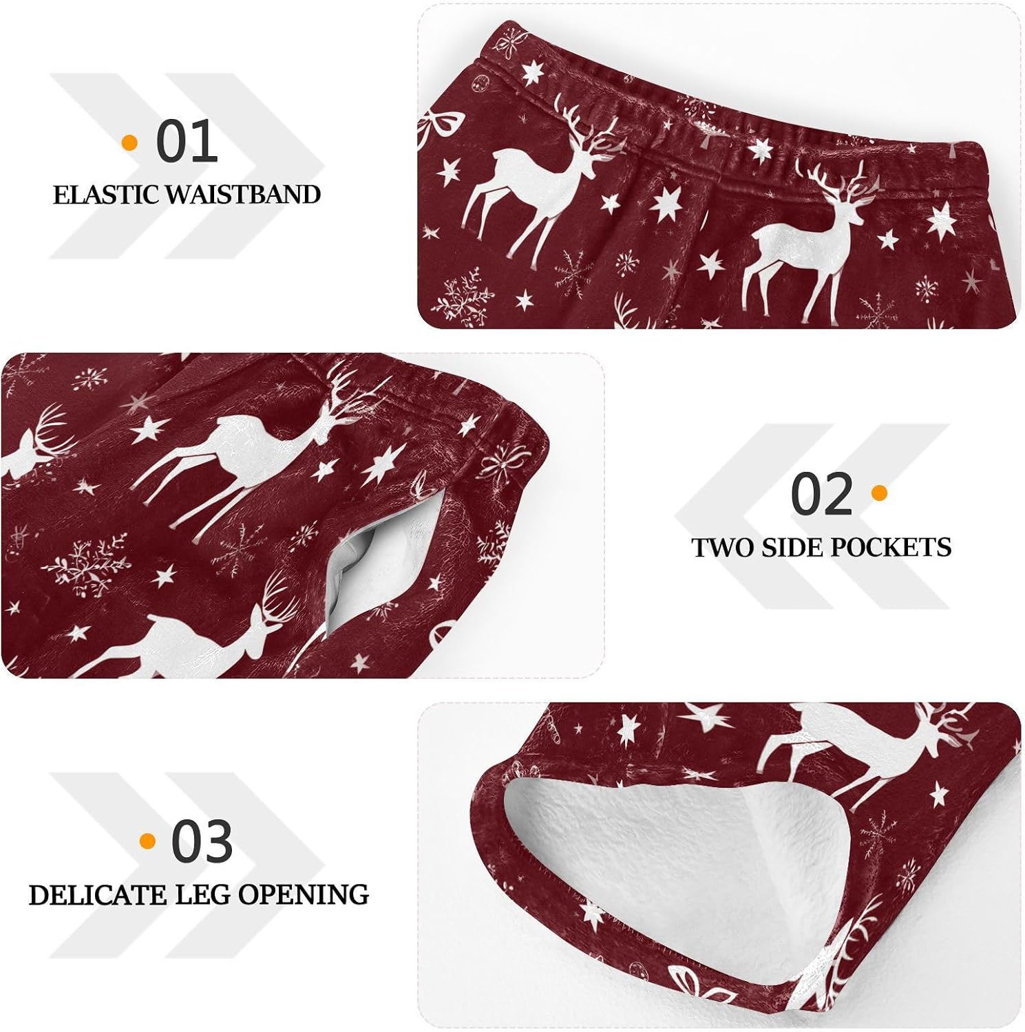visesunny Christmas Reindeer Pattern Boys Pants for Kids Fleece Bottoms Long Jogger Pants Trousers with Pockets Size 6-14Y