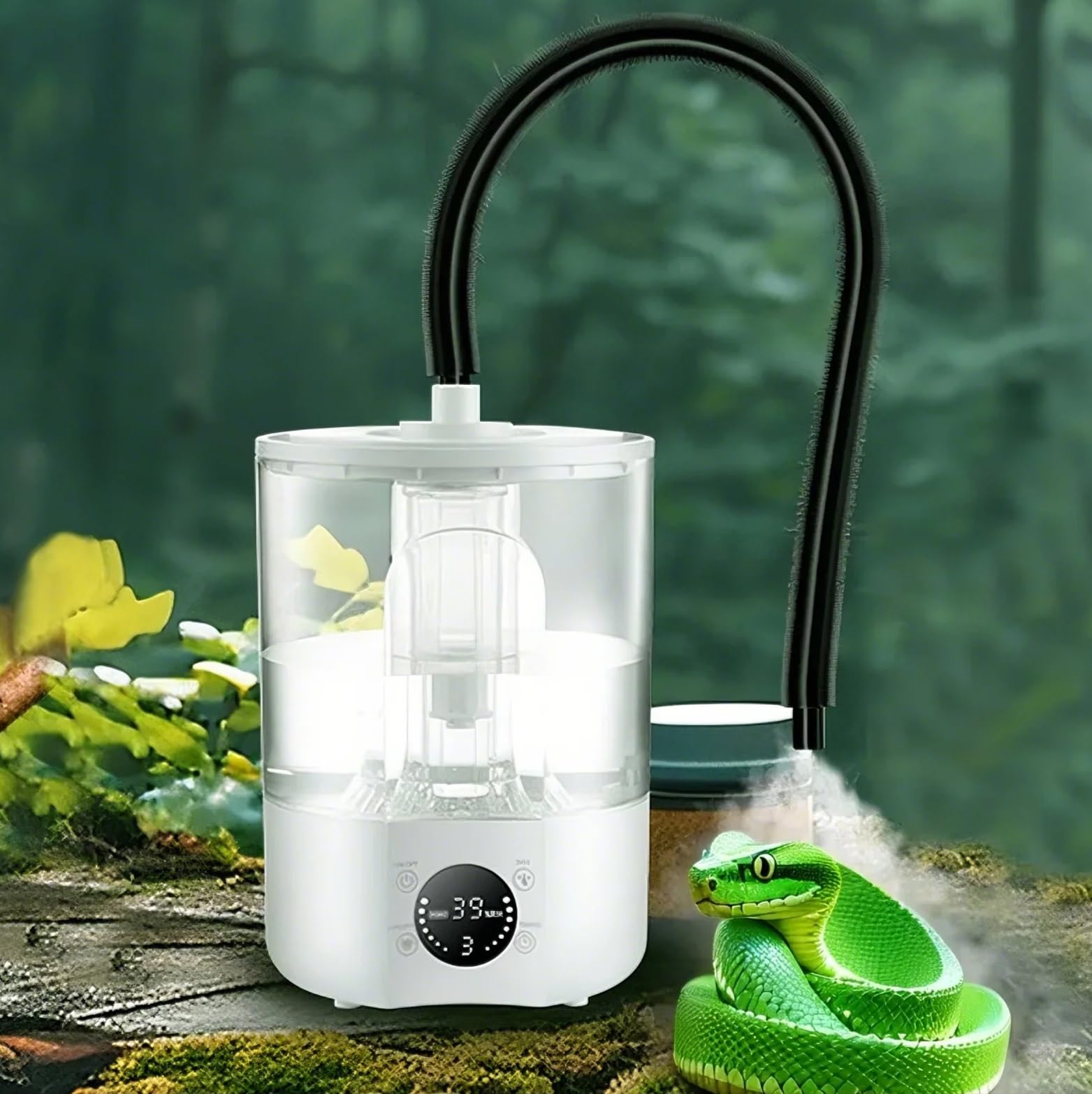 Humidificador Nebulizador Corn Snake, Humidificador de Terrario Green Tree Python de 4 L con Llenado Superior(Double Tube)