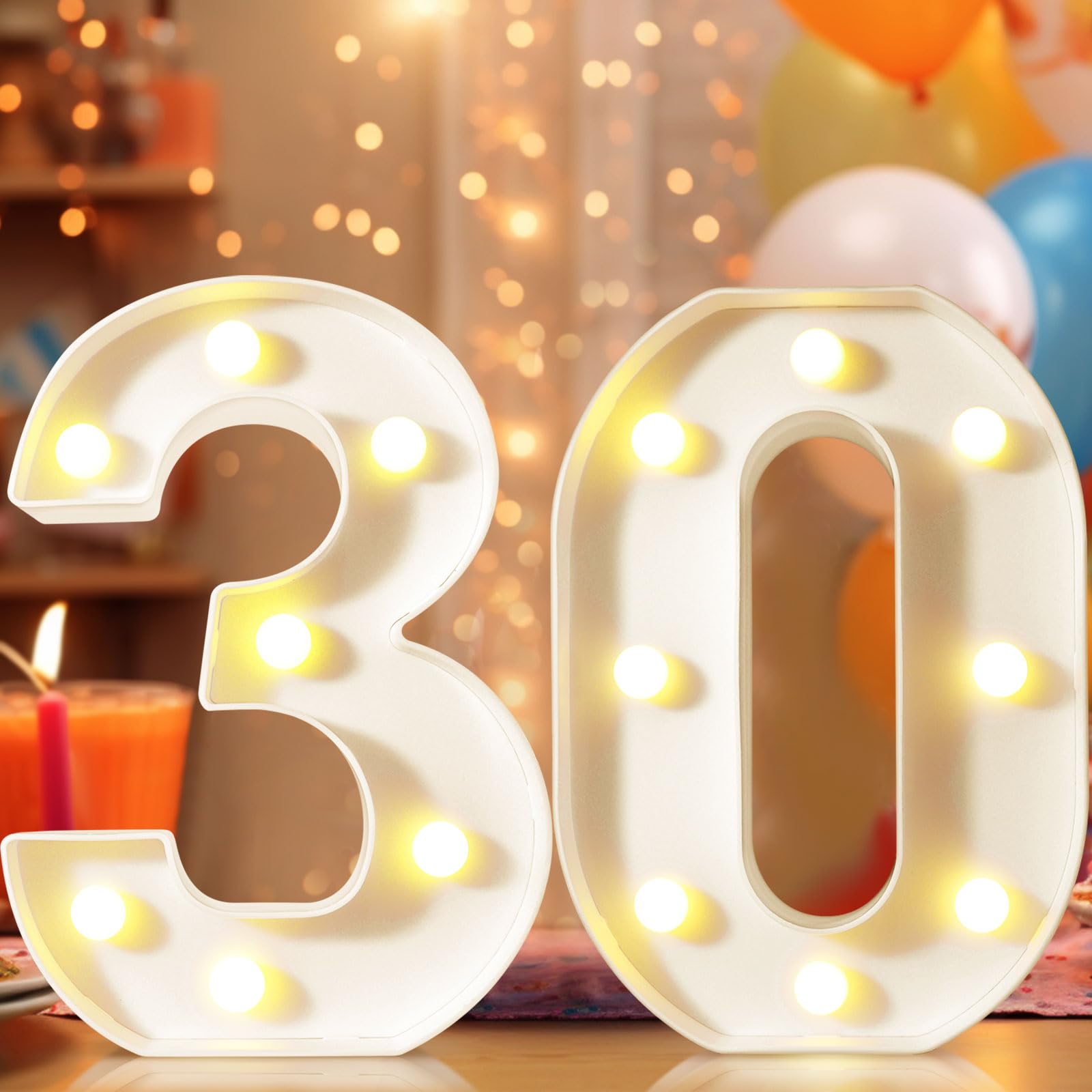 8.8" Decorative LED Light Up Numbers, Marquee Numbers Lights for 7th Birthday Decorations, Lighted Number Sign for Birthday Party Night Lights Wedding Anniversary Home Wall Decor, White Number 7 — view 9