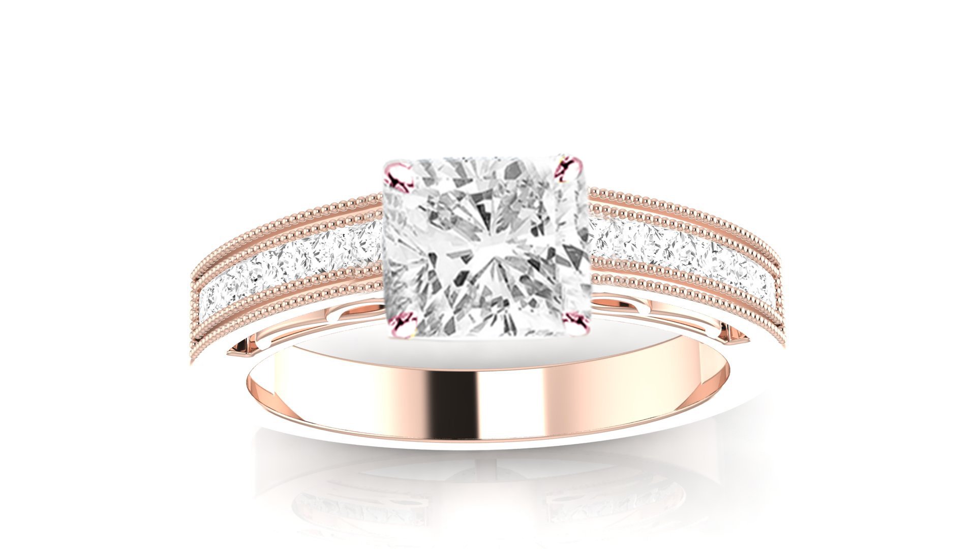 1.5 Ctw 14K White Gold 14K White Gold Channel Set Princess Cut GIA Certified Cushion Cut Diamond Eng