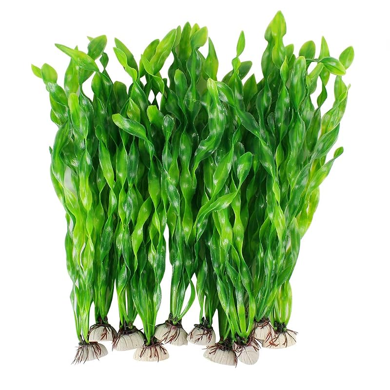Planta Artificial para Aquário MyLifeUNIT em PVC com Base de Cerâmica Verde, 10 unidades de 30,48 cm