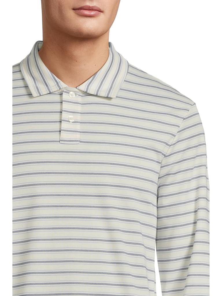 White L.L.Bean Comfort Stretch Performance Polo Long-sleeve Slightly Fitted Stripe