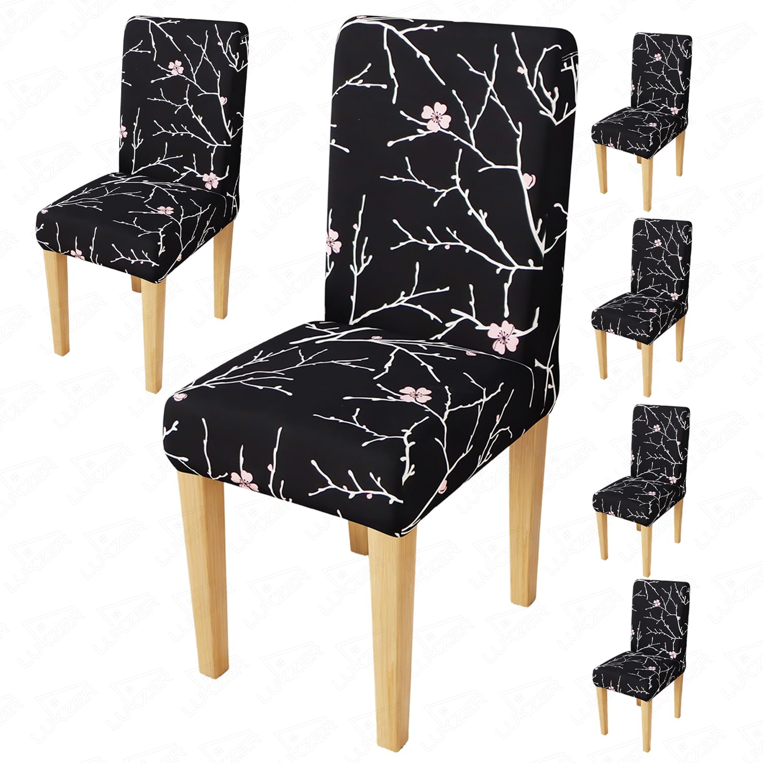 Maroon Flower Dining Chair Covers - 4 Pack -18