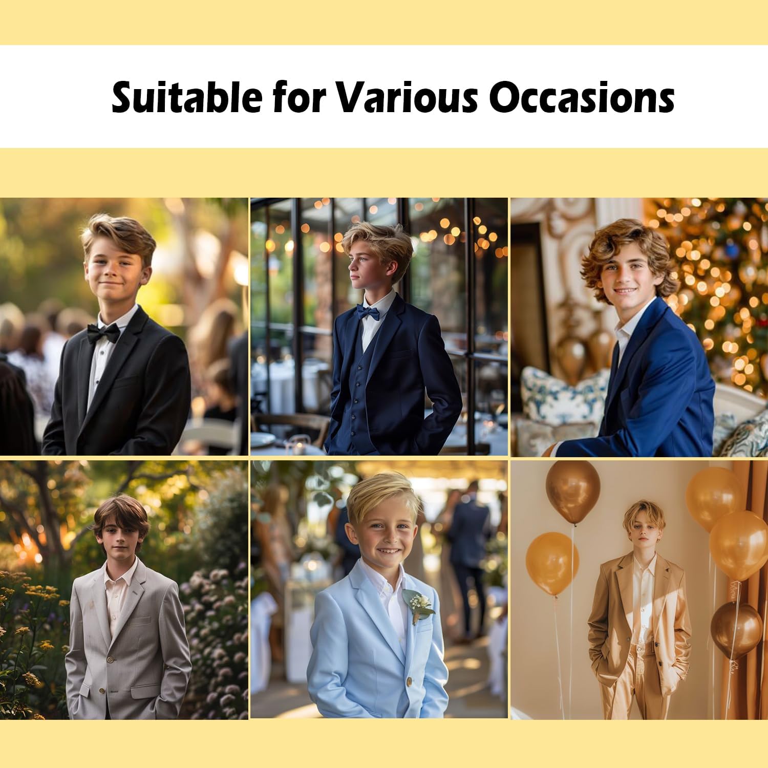 Boys’ Formal Suit 5 Piece Set, Toddler Tuxedos for Wedding, Suits for Teens Boy Dress School Clothes - Image 6