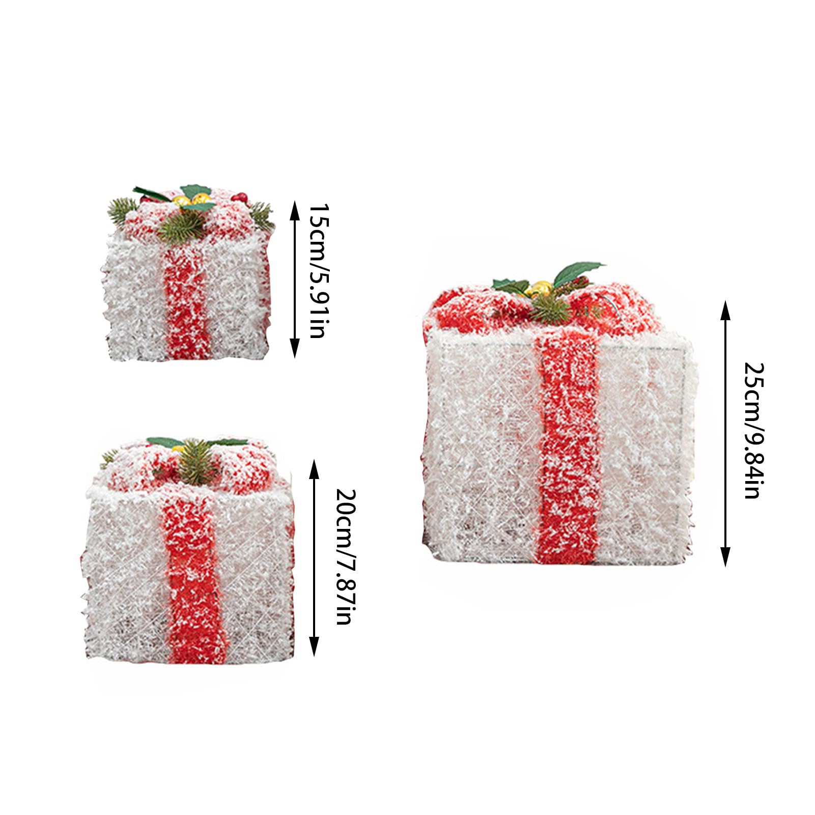 Set di scatole regalo, 3 confezioni regalo di Natale, fiocchi di neve, decorazione gonna albero di Natale, scatole regalo con fiocchi per decorazioni per feste e feste