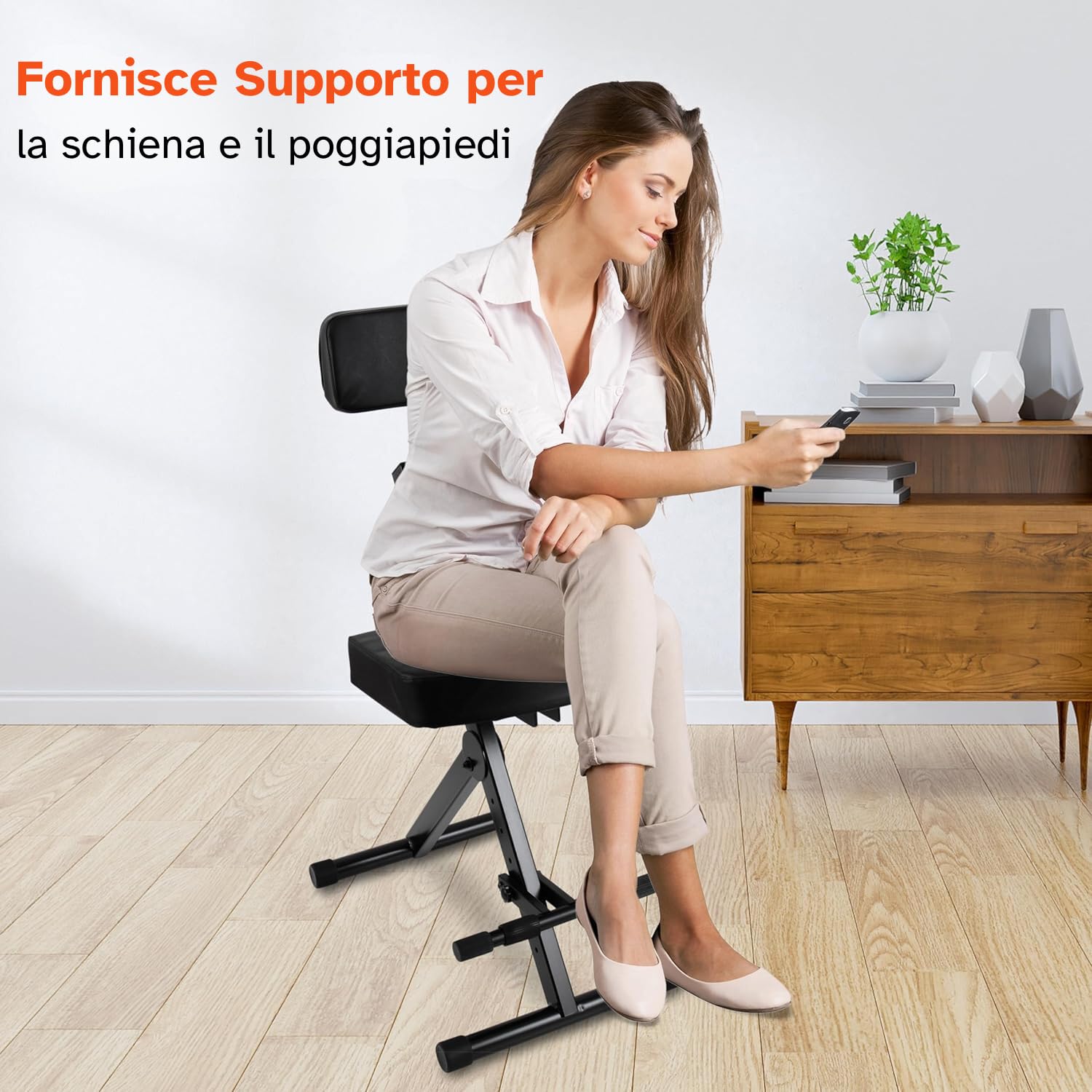 Pyle Sgabello Portatile Regolabile per Musicisti e Performer, Sgabello Batteria Pieghevole, Trono per Batteristi, Chitarristi e Tastieristi con Seduta e Schienale Imbottiti Regolabili, Poggiapiedi