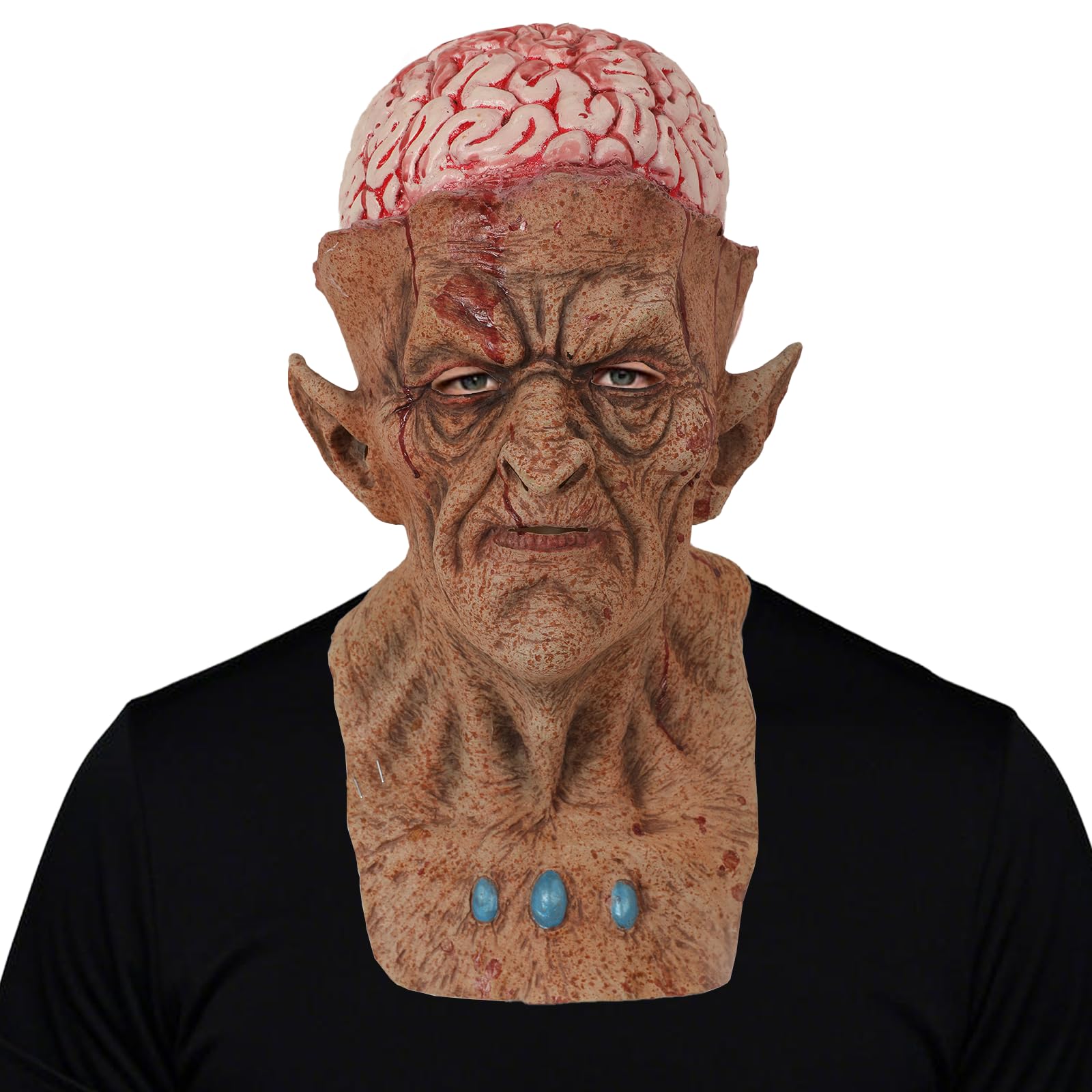 Dacnod Zombie Mask Halloween Bloody Old Man Mask Scary Full Head Latex Headweawr Horror Party Cosplay Dress Up Props for Adult