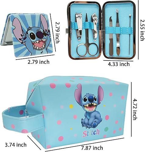 Miniatura 7 de Rondlaho Bolsas de cosméticos PU con espejo, SDZ Set-C