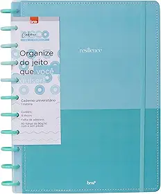 BRW Caderno Disco Universitário Turquesa Resiliense 80 Folhas