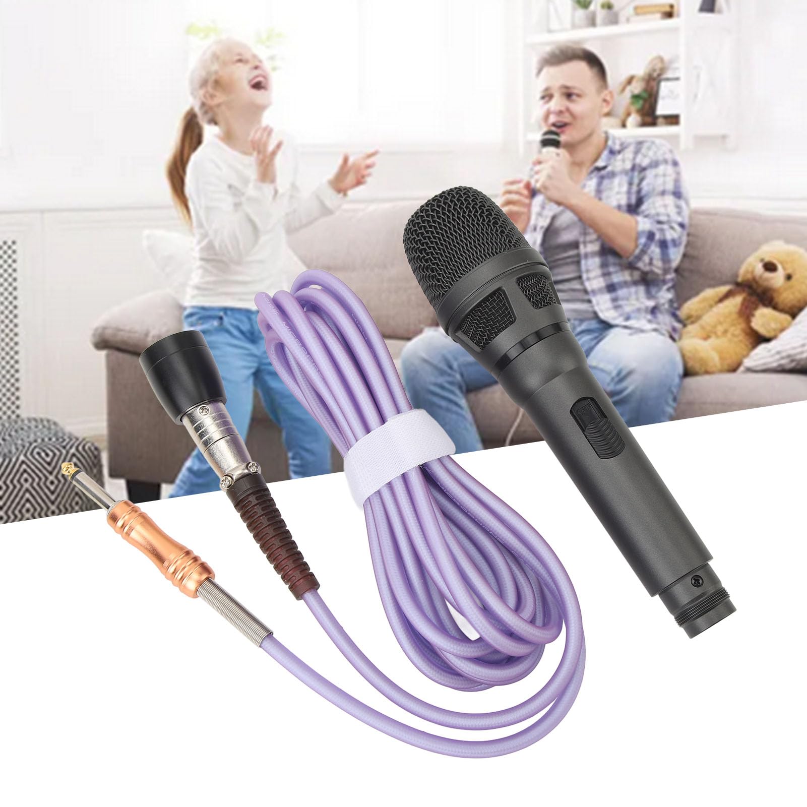 Ejoyous Mikrofon Dynamiczny, Przewodowy Metalowy Mikrofon Kardioidalny do Karaoke, śpiewu, przemówień, Wesel, zajęć na świeżym Powietrzu