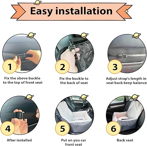 Miniatura 4 de Asiento de automóvil para perros pequeños, asiento de automóvil para mascotas con bolsillo de almacenamiento y correa de seguridad con clip, el