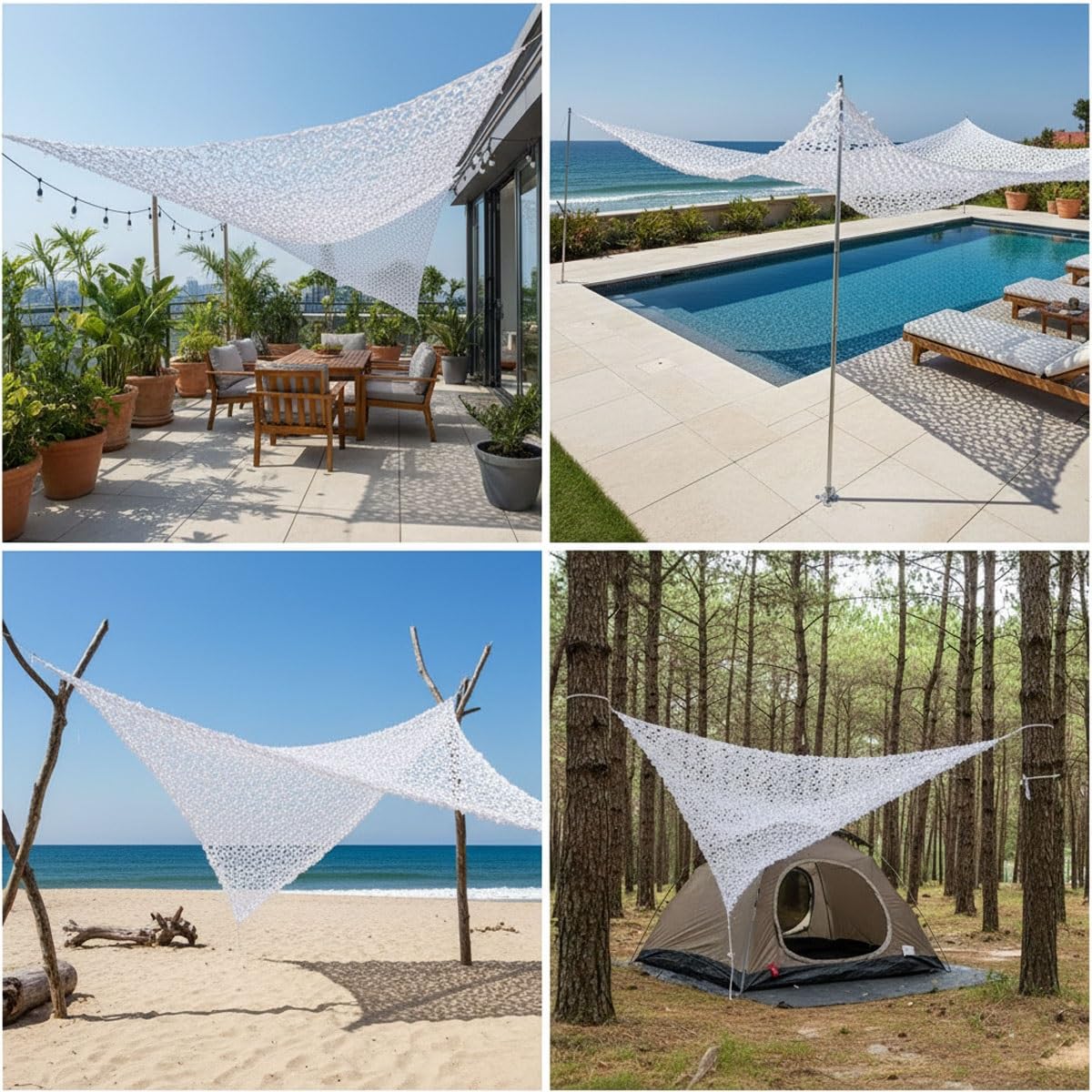 Generico Rete Mimetica ombreggiante 3.5m 4m 5m 6m 7m 8m 10m Rete ombreggiante Bianca per Auto Decorazione Campeggio Gazebo Telo Parasole