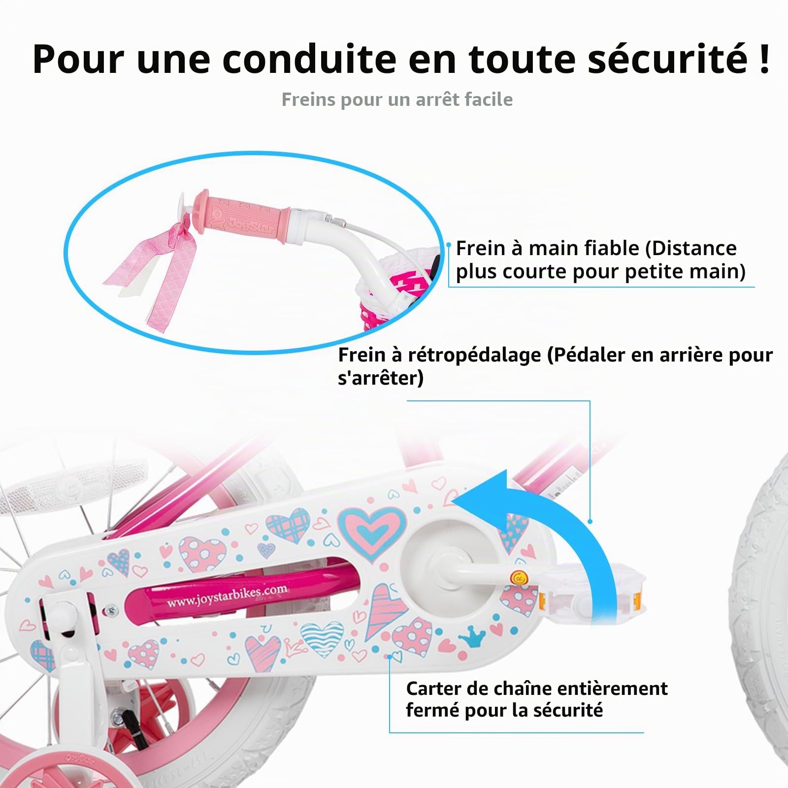 JOYSTAR Vélo Enfant 12/14/16/18/20 Pouces pour Filles 2-11 Ans, vélo Fille 12/14/16/18/20 Pouces avec stabilisateur et Panier