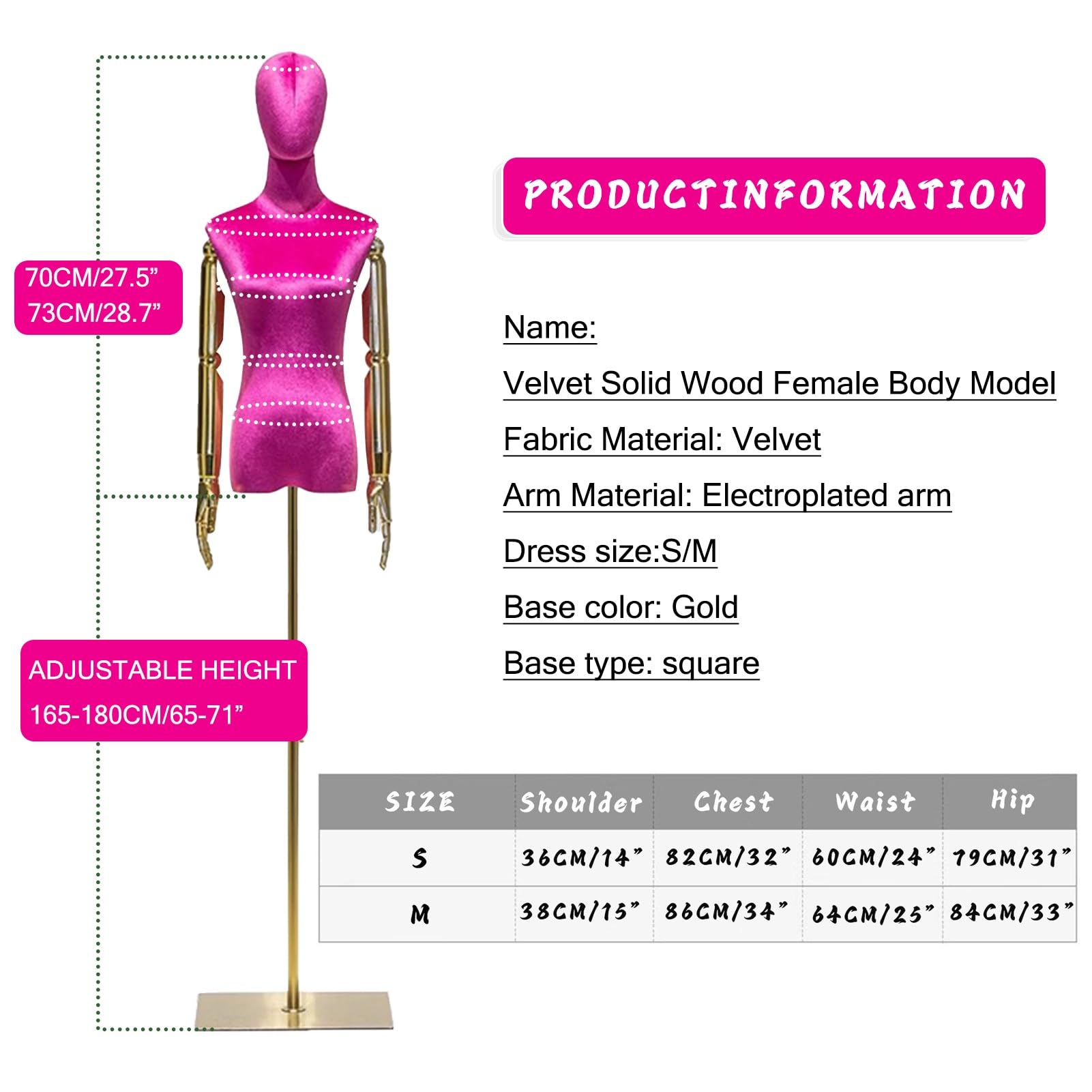 Schaufensterpuppe Aus Samt, Weiblicher Torso, Höhenverstellbar Von 165–180 cm, Für Brautkleider, T-Shirts, Blau, Größe S