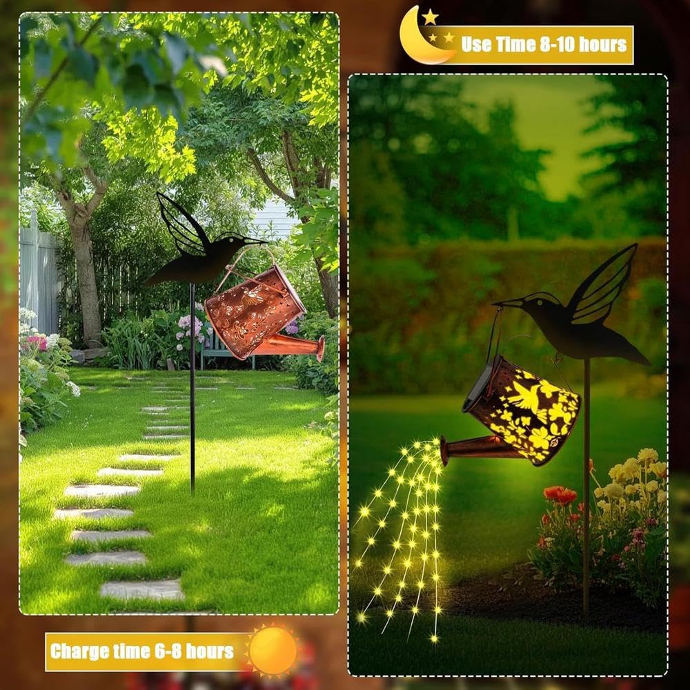 XIHAMA Solar Watering Can Light,Solar Garden Water Can Lights with 36 LED String Lights, Retro Metal - Image 4